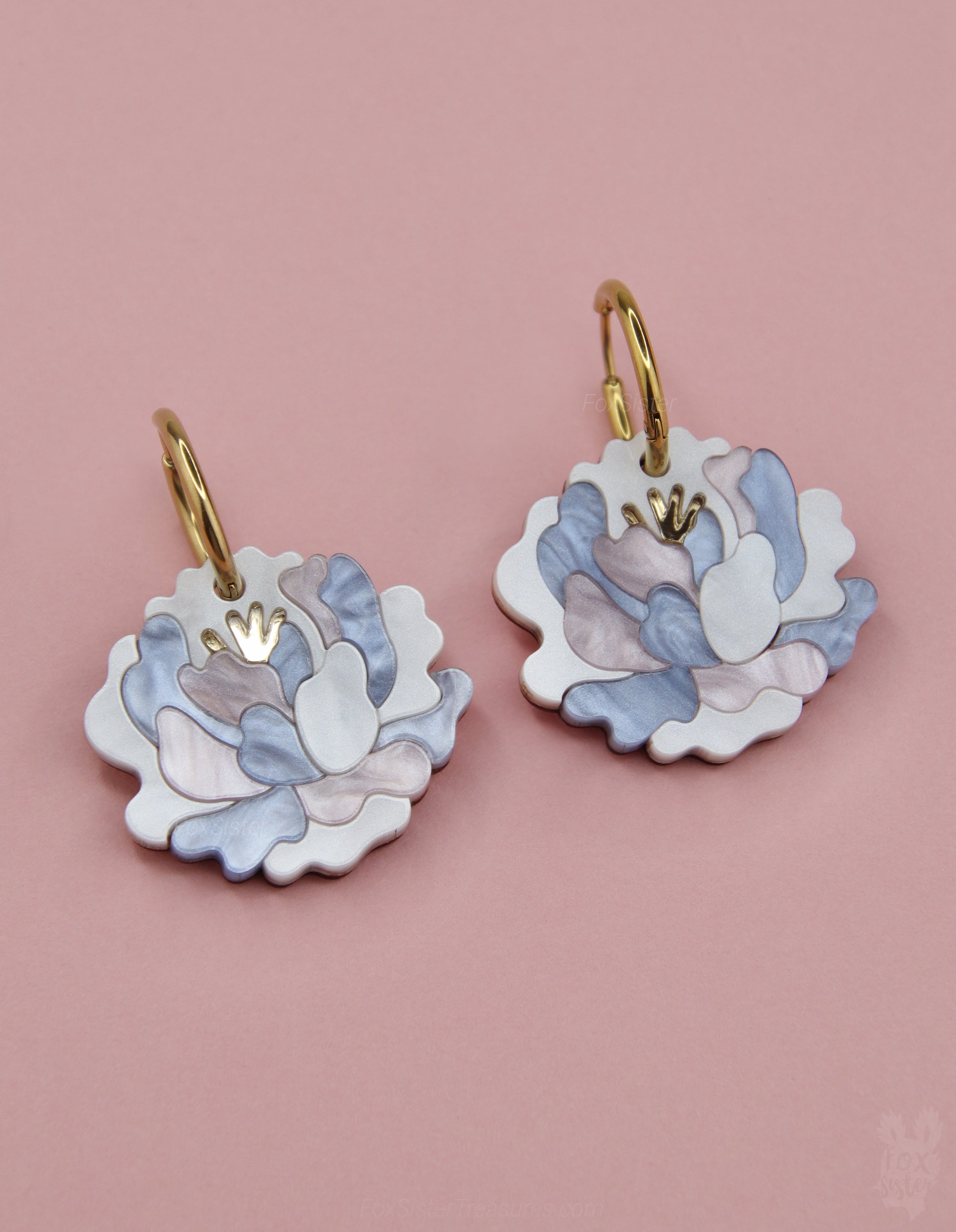 Peonies - Hoop Earrings
