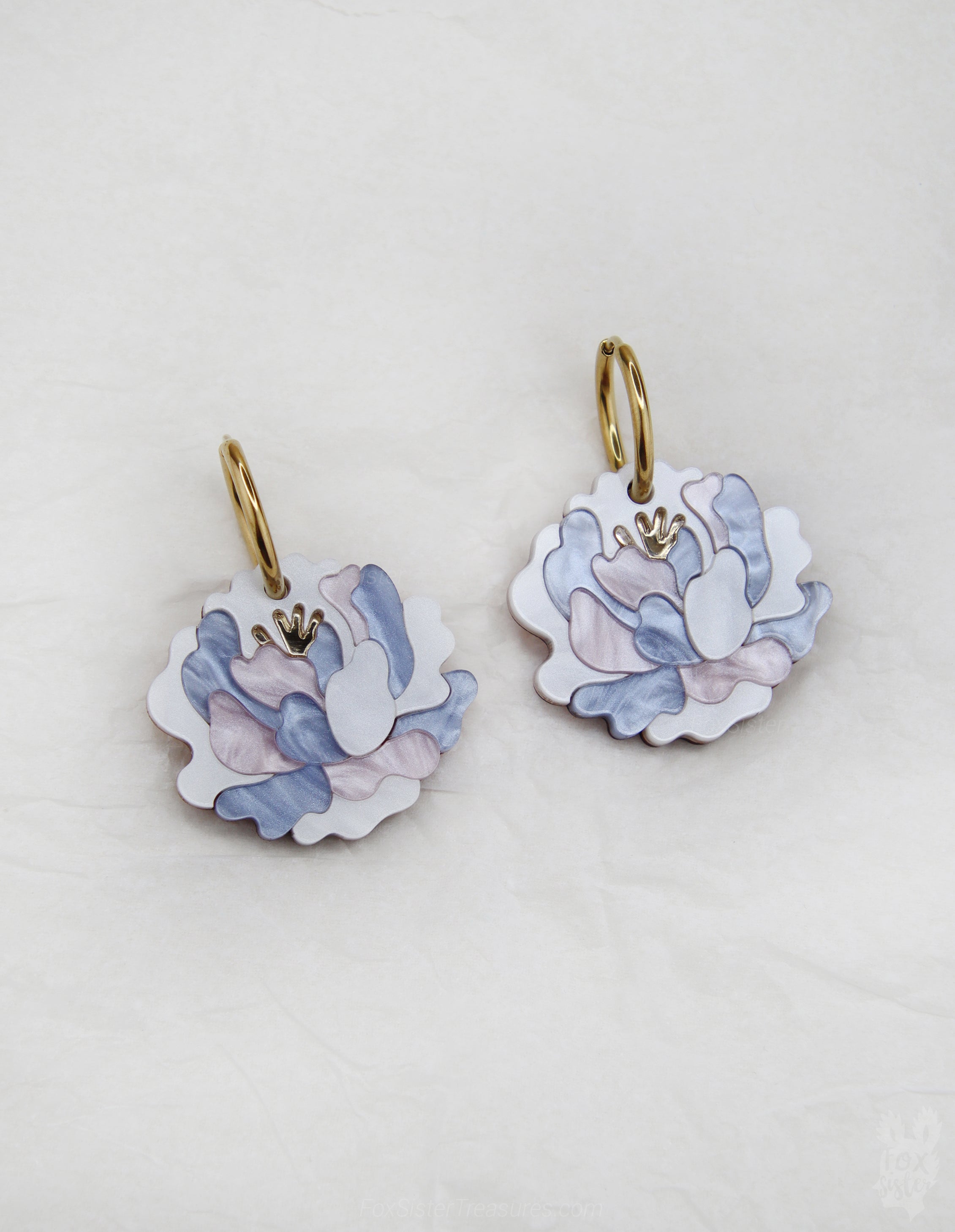Peonies - Hoop Earrings