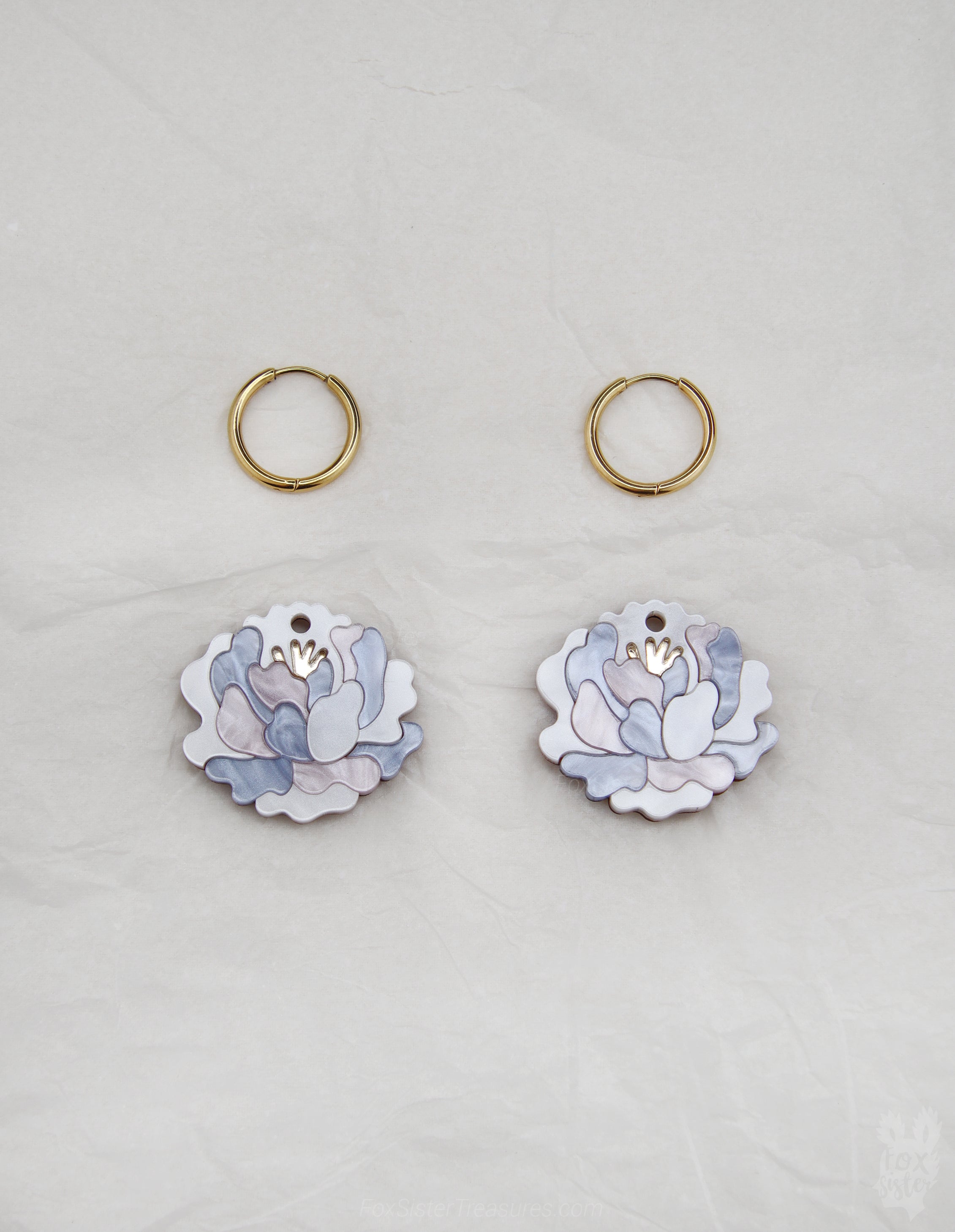 Peonies - Hoop Earrings