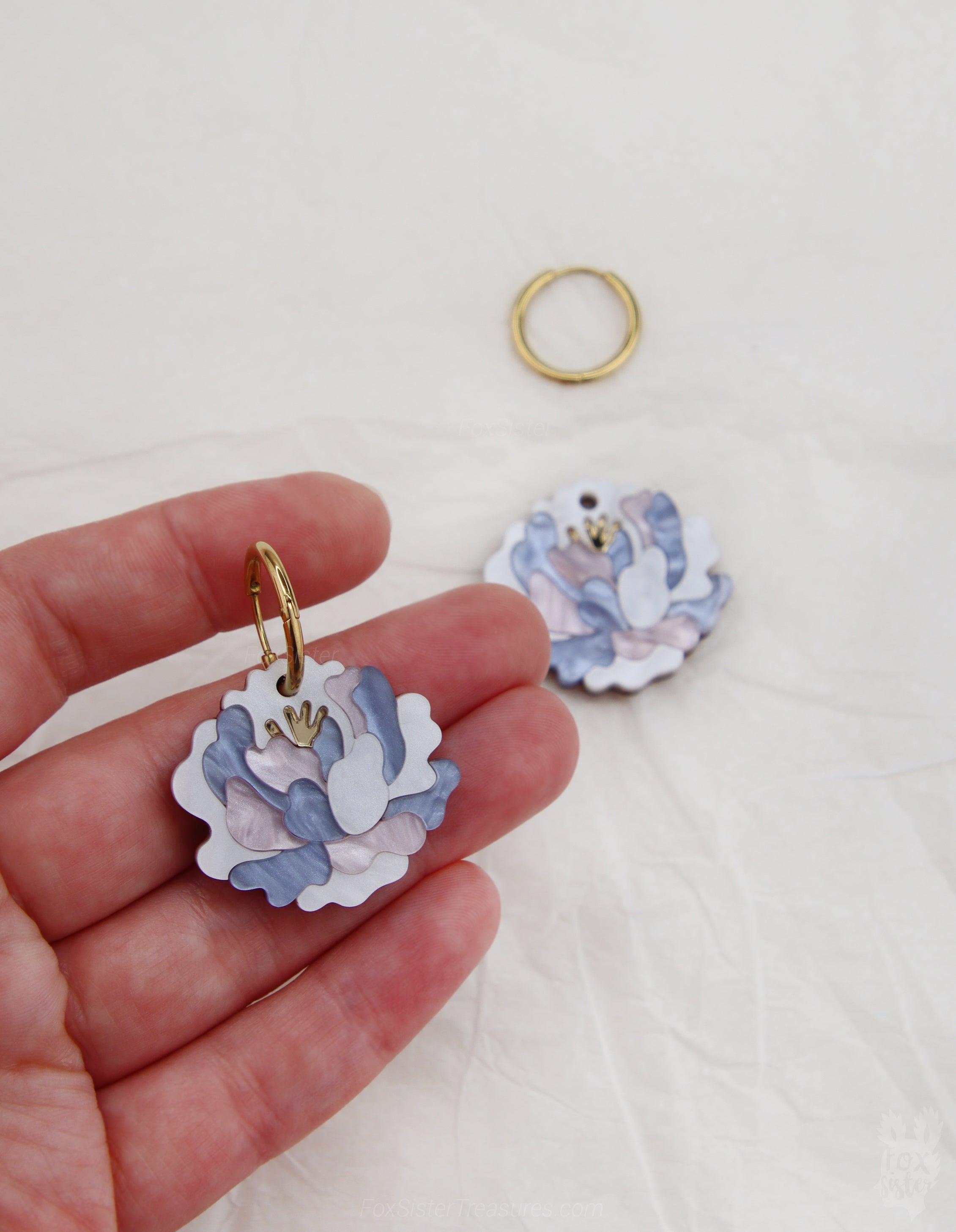 Peonies - Hoop Earrings