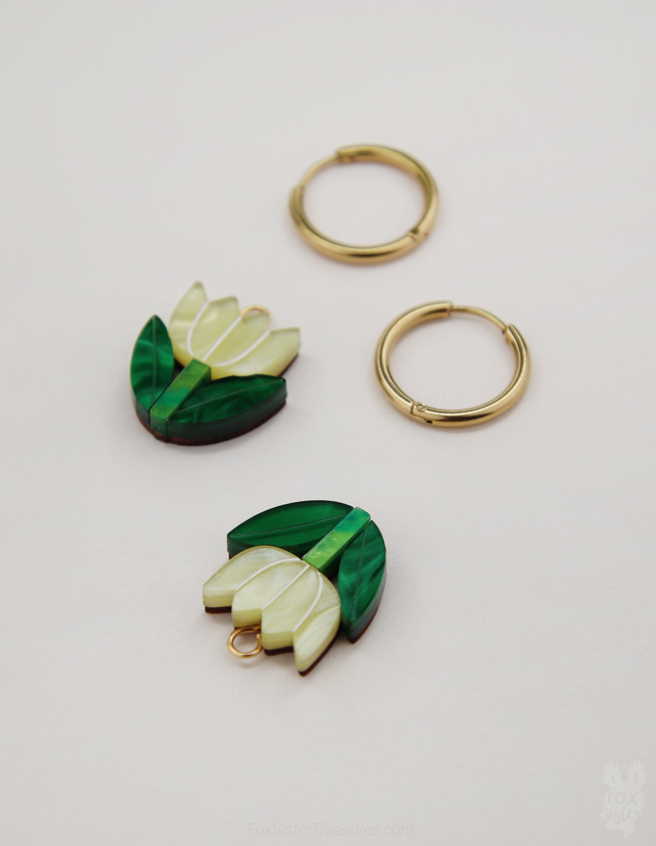 Mini Soft Yellow Tulips - Hoop Earrings