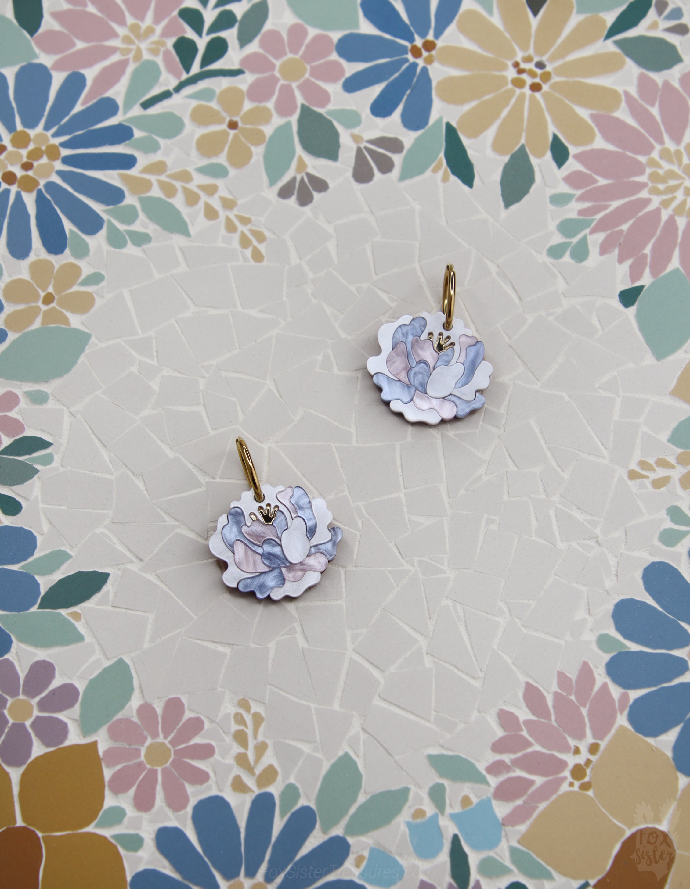 Peonies - Hoop Earrings