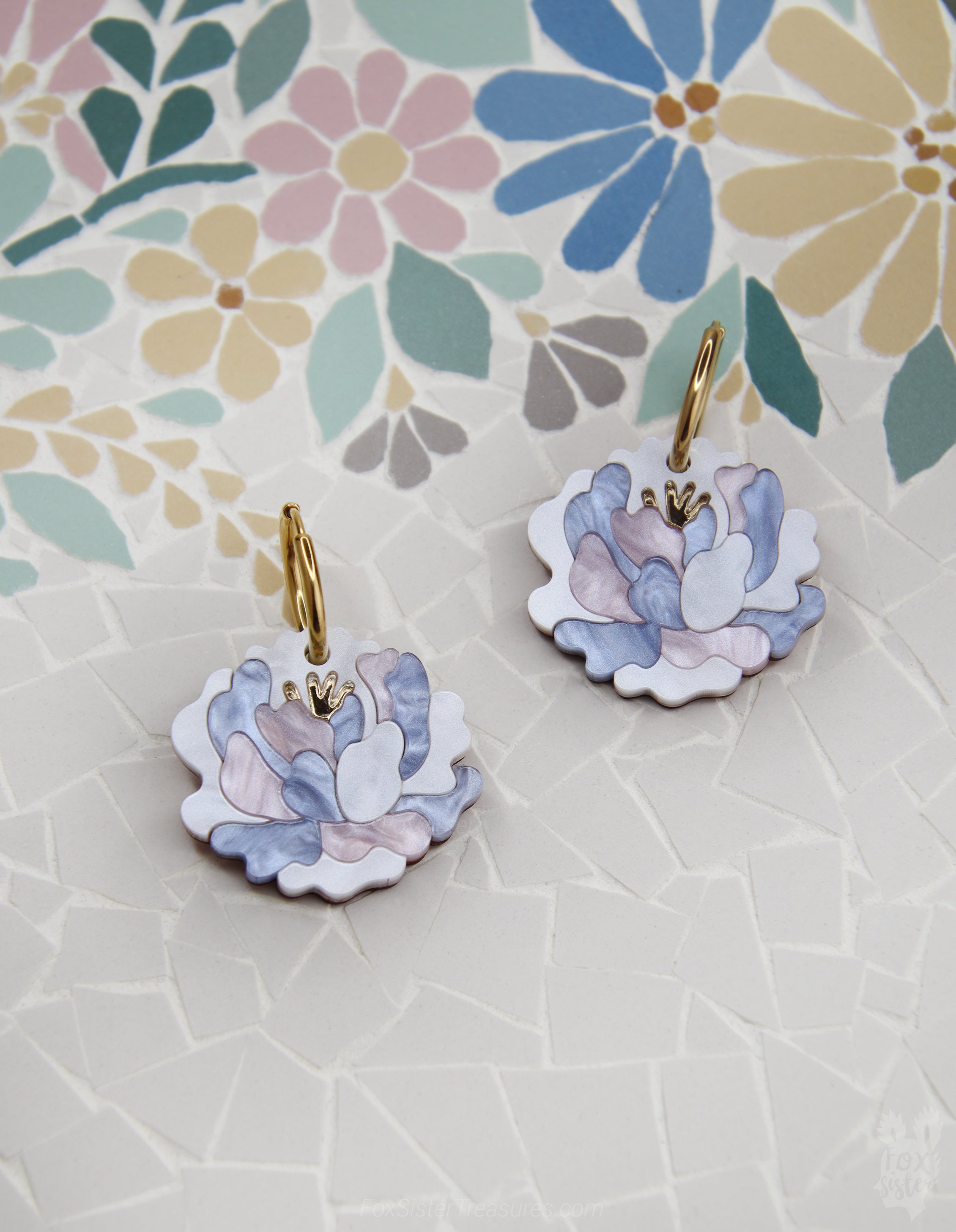 Peonies - Hoop Earrings