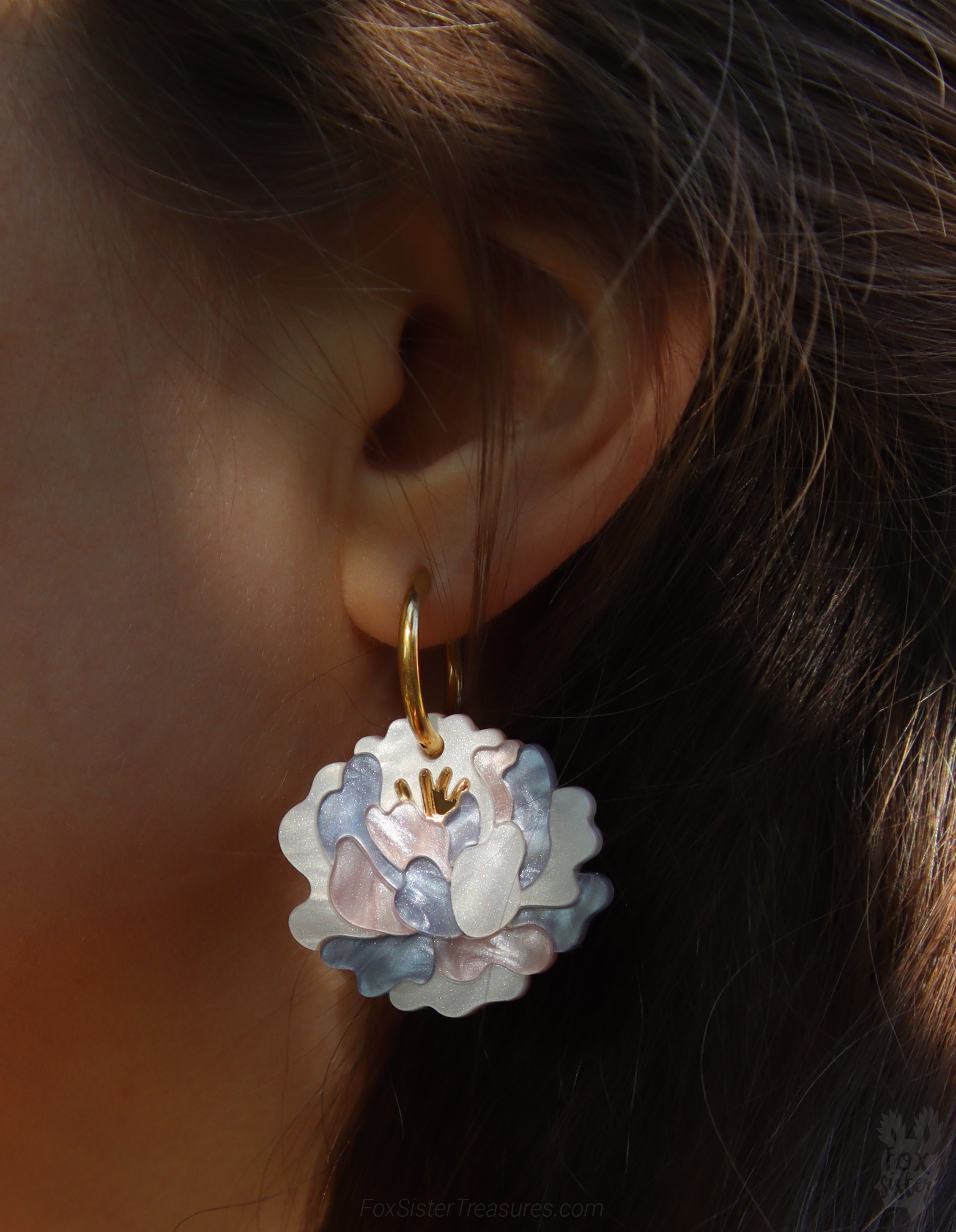 Peonies - Hoop Earrings