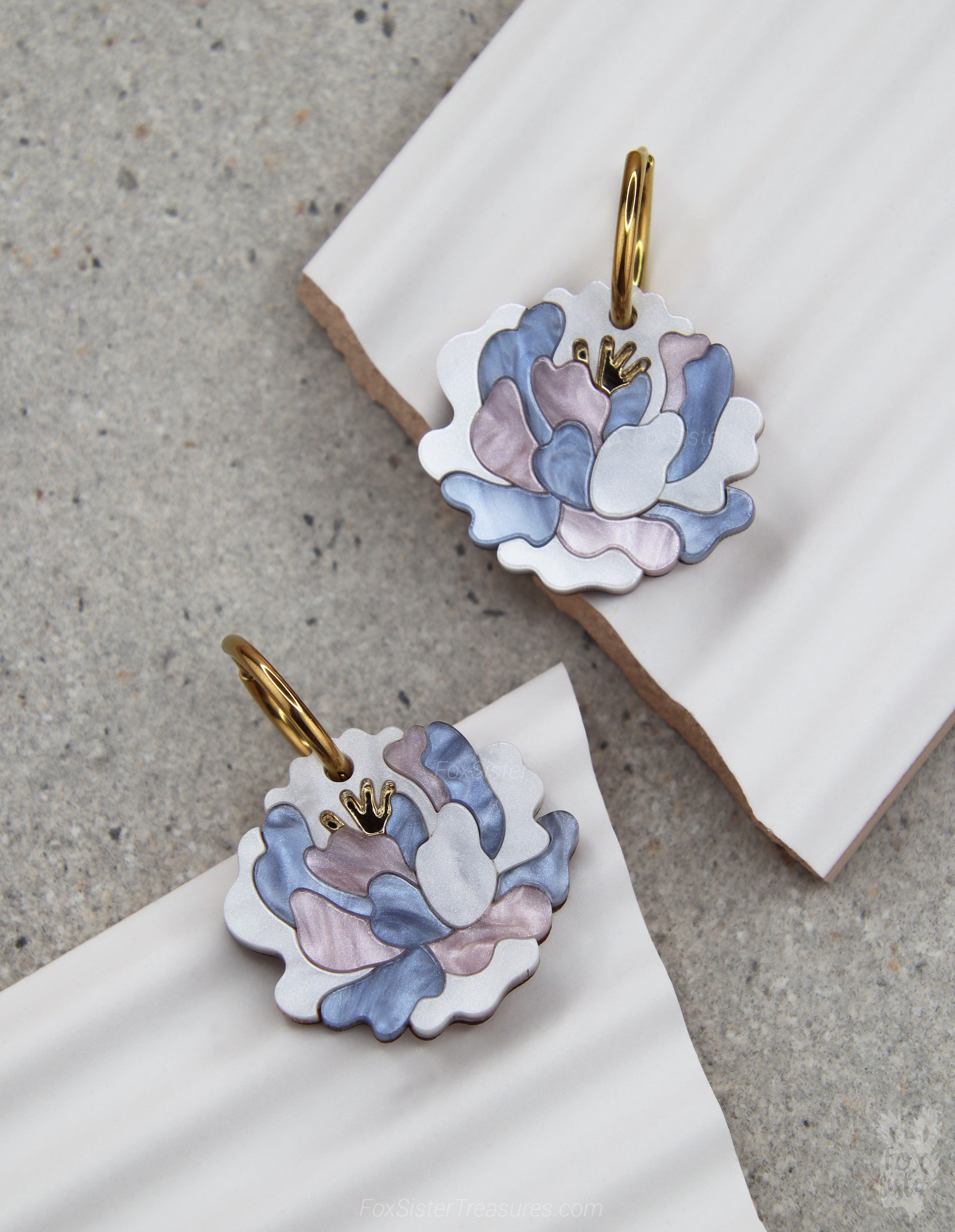 Peonies - Hoop Earrings