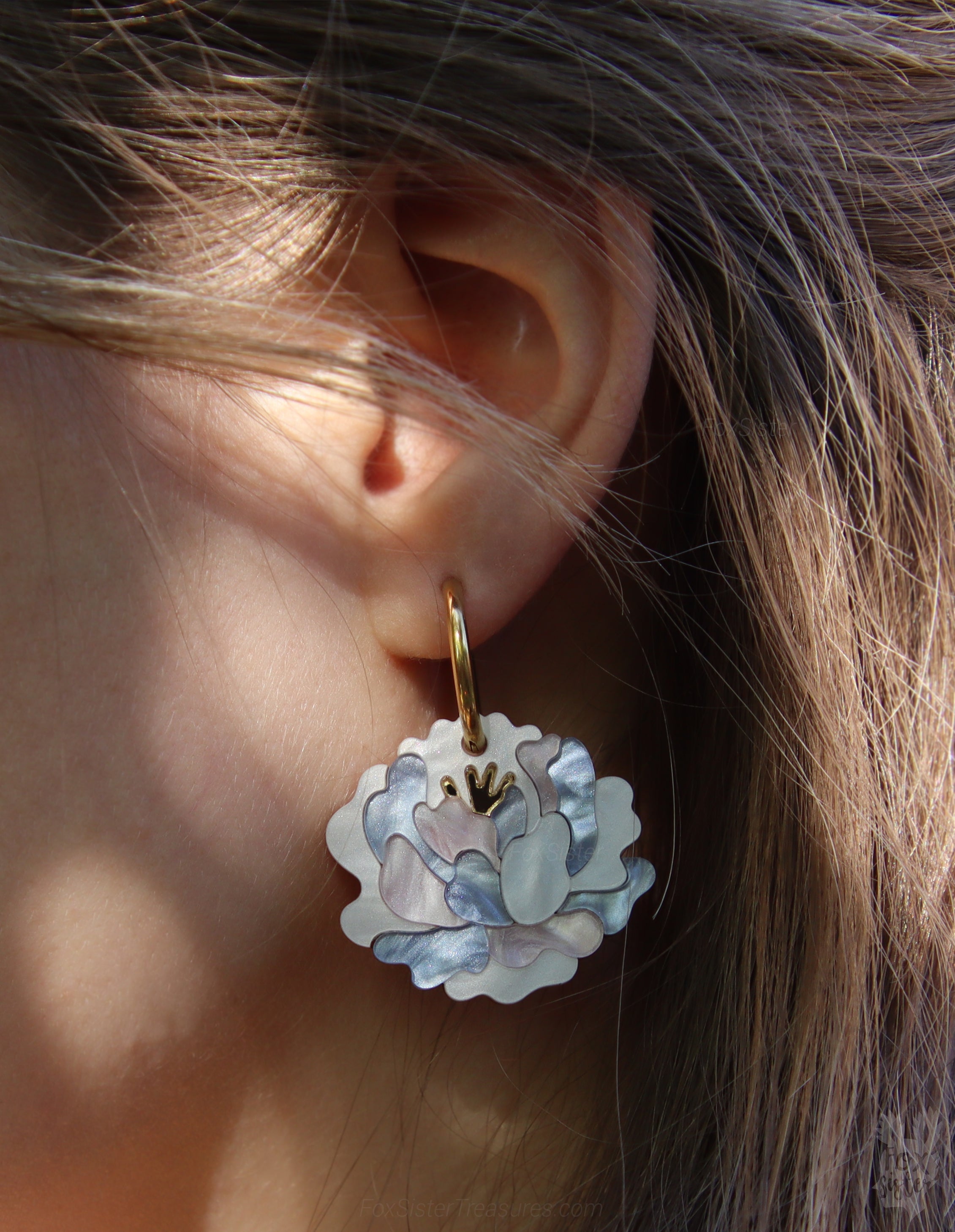 Peonies - Hoop Earrings