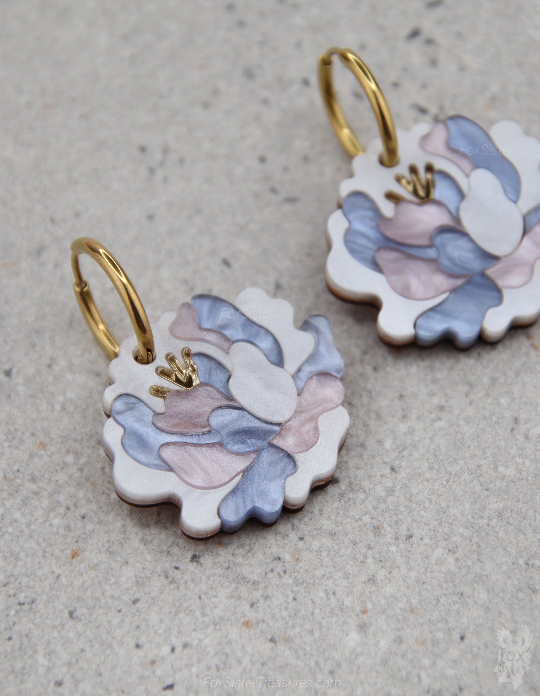 Peonies - Hoop Earrings