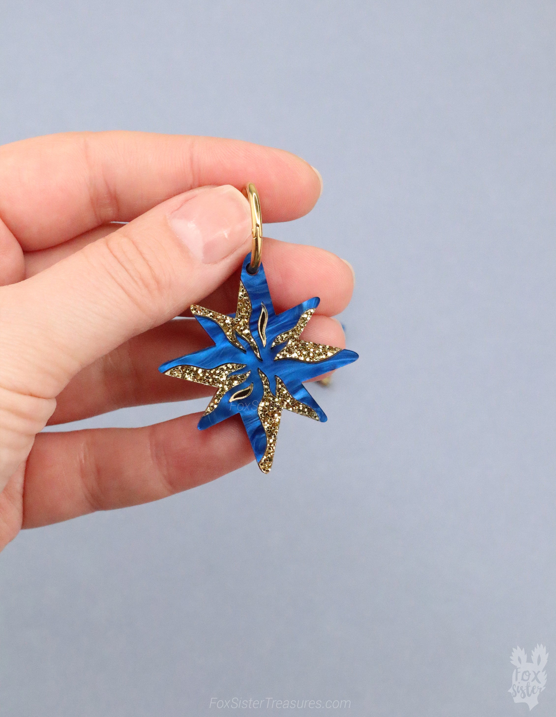 Stars in Dark Blue - Hoop Earrings
