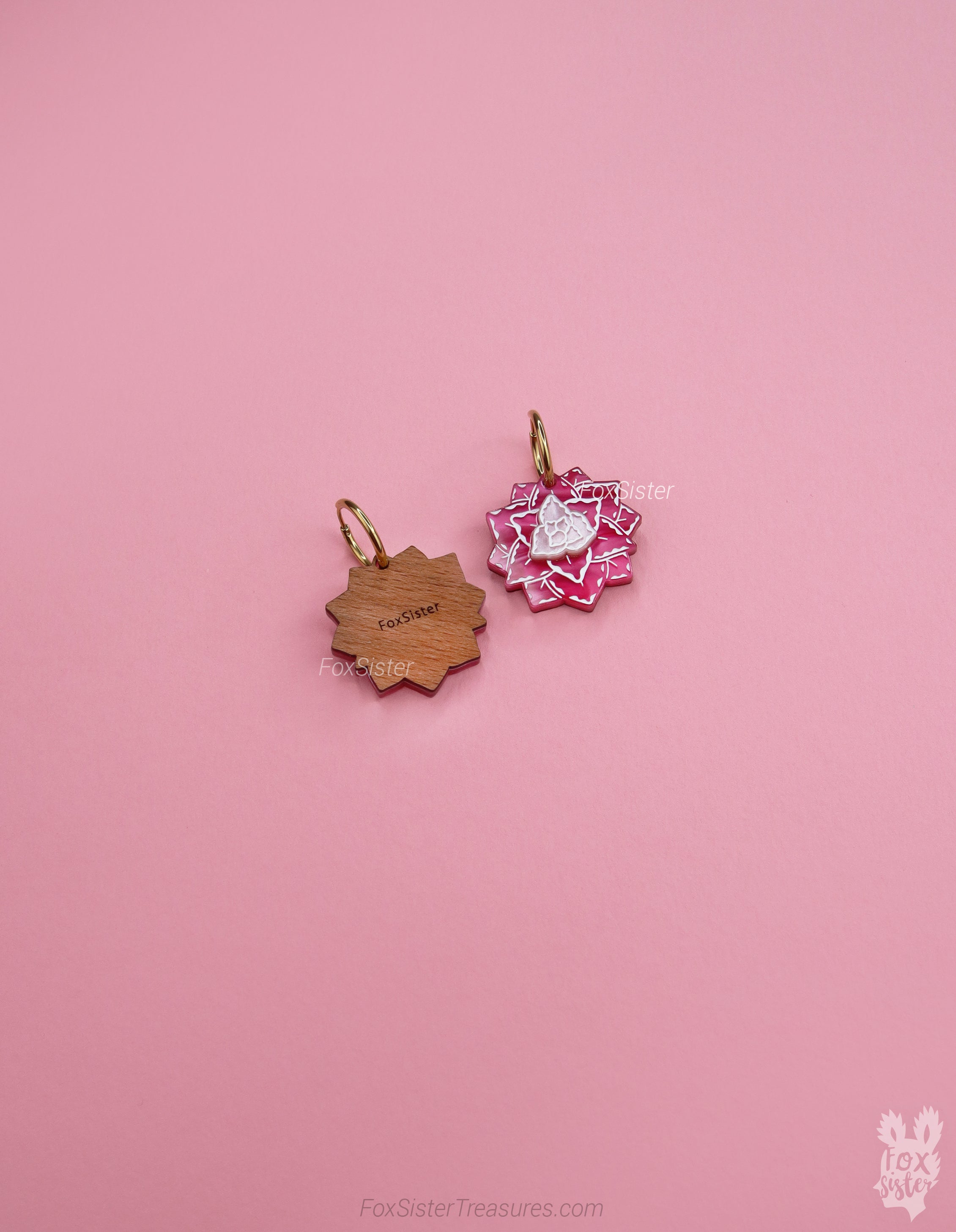 Pink Succulent - Hoop Earrings