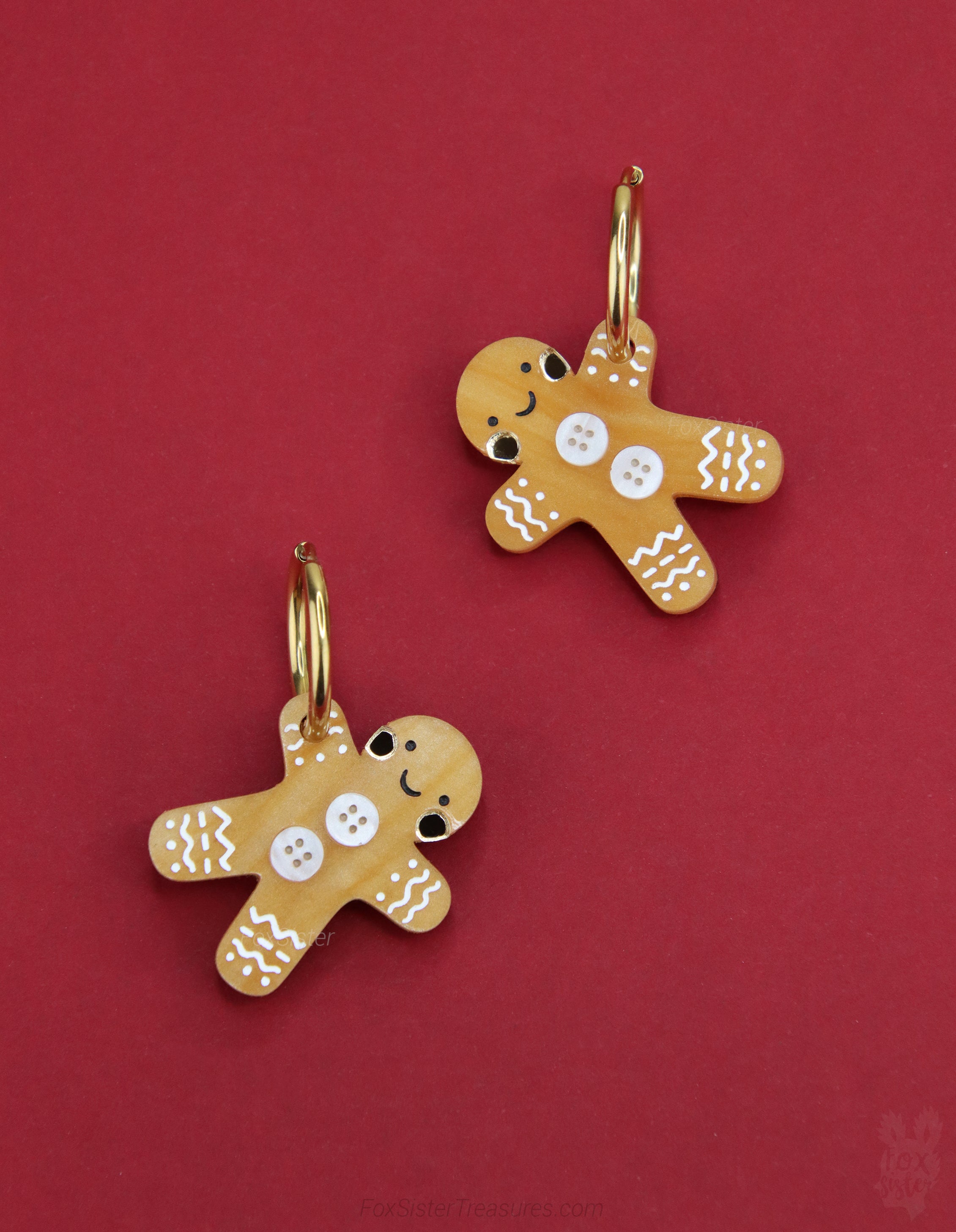 Gingerbread man - Hoop Earrings