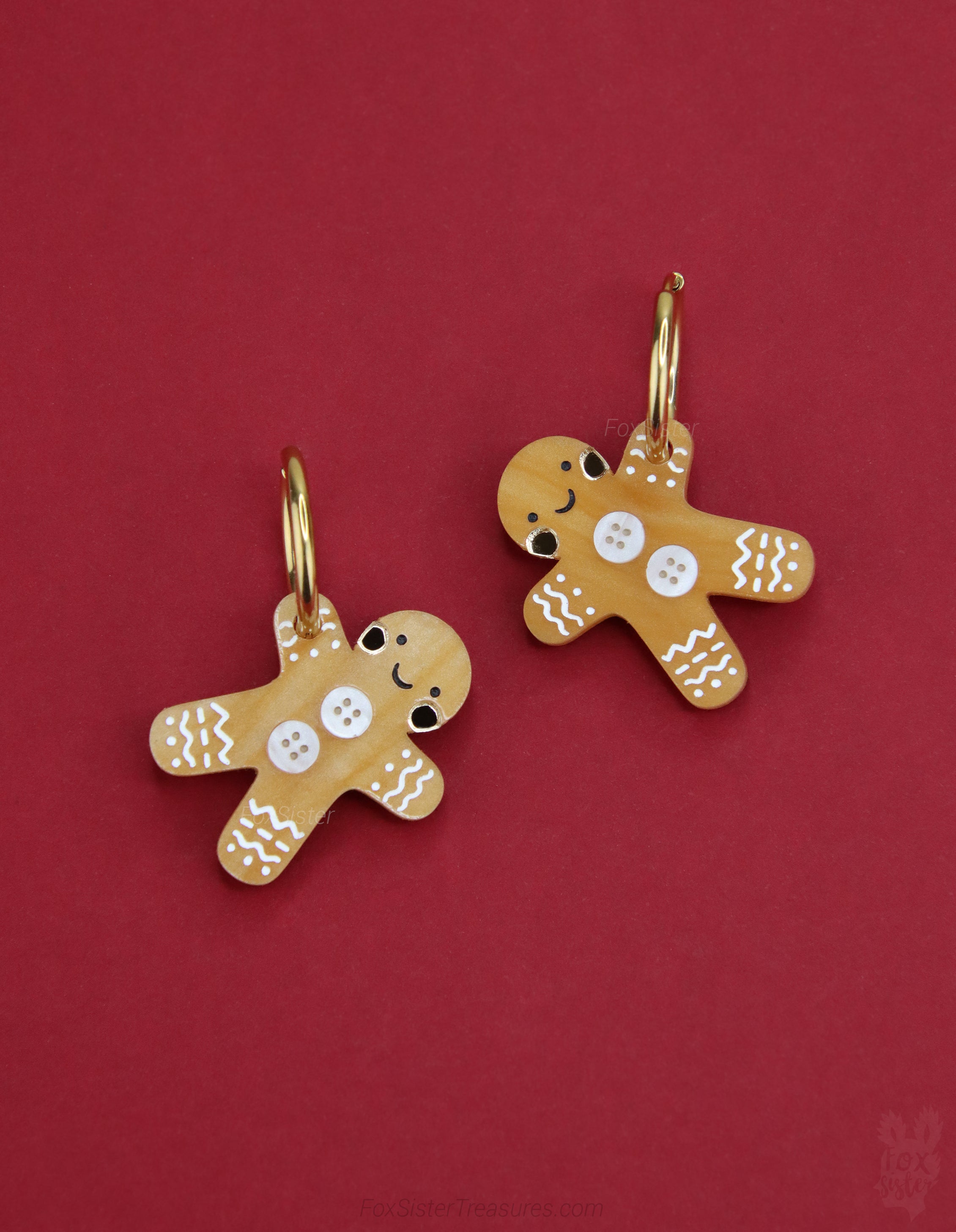 Gingerbread man - Hoop Earrings
