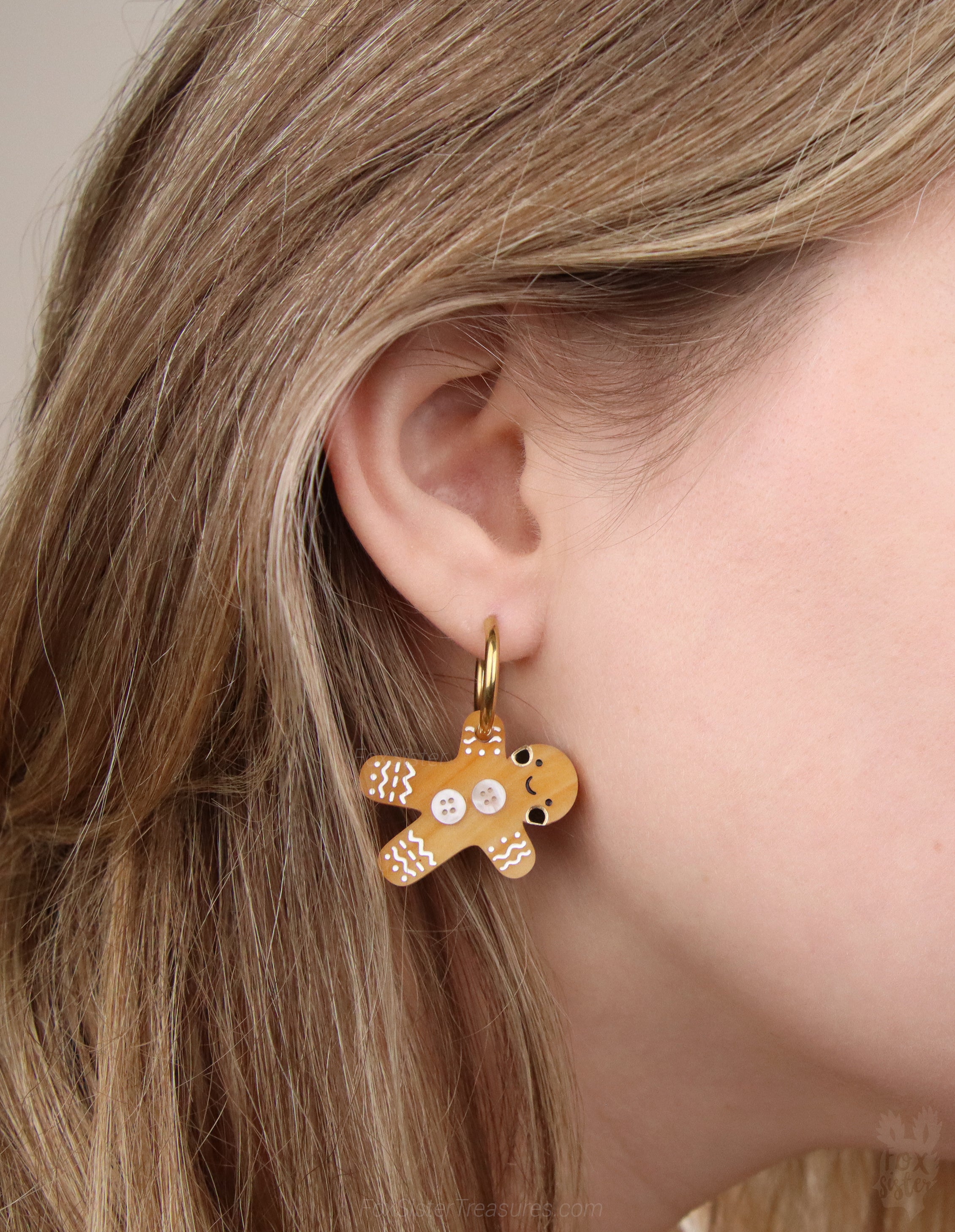 Gingerbread man - Hoop Earrings