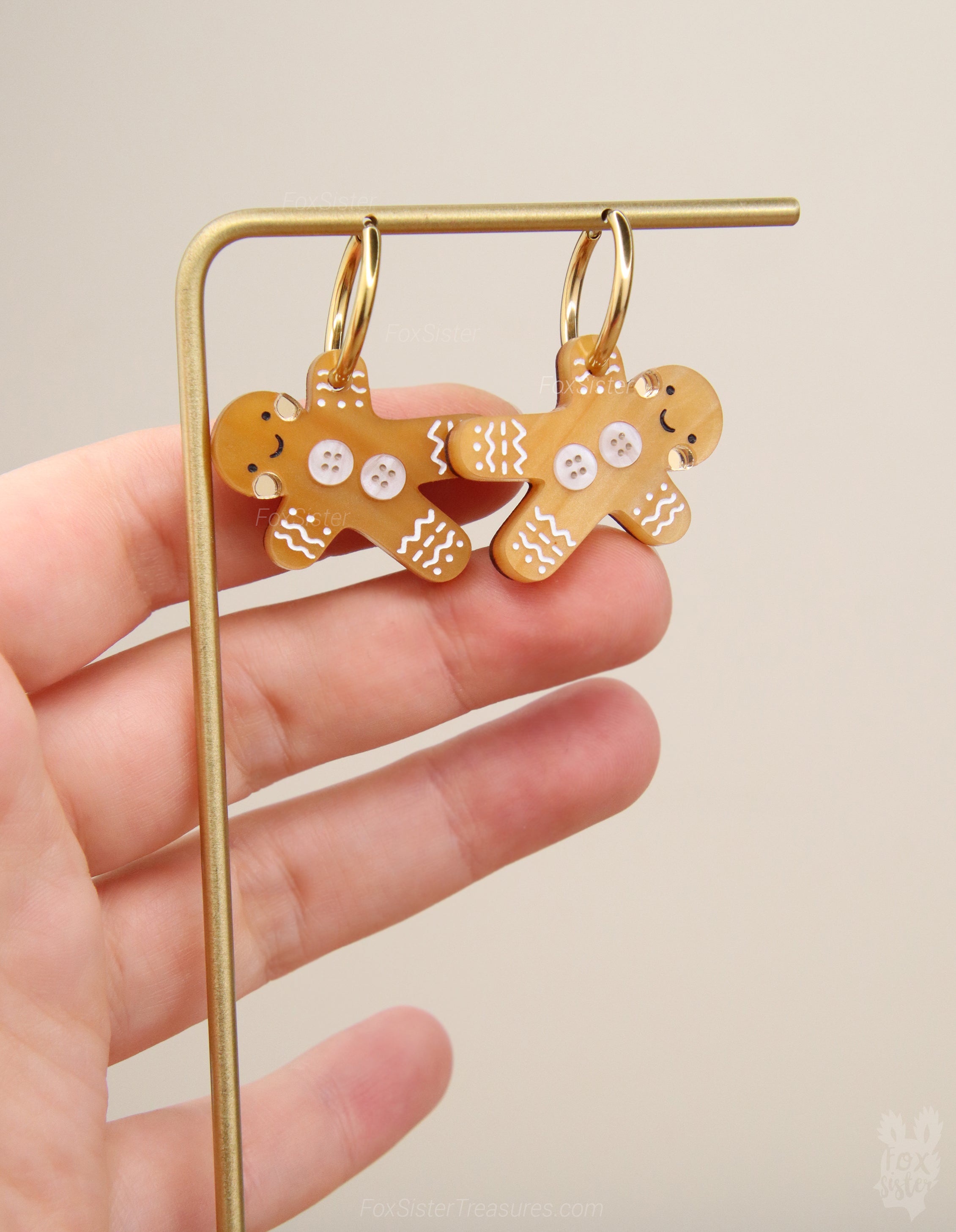 Gingerbread man - Hoop Earrings