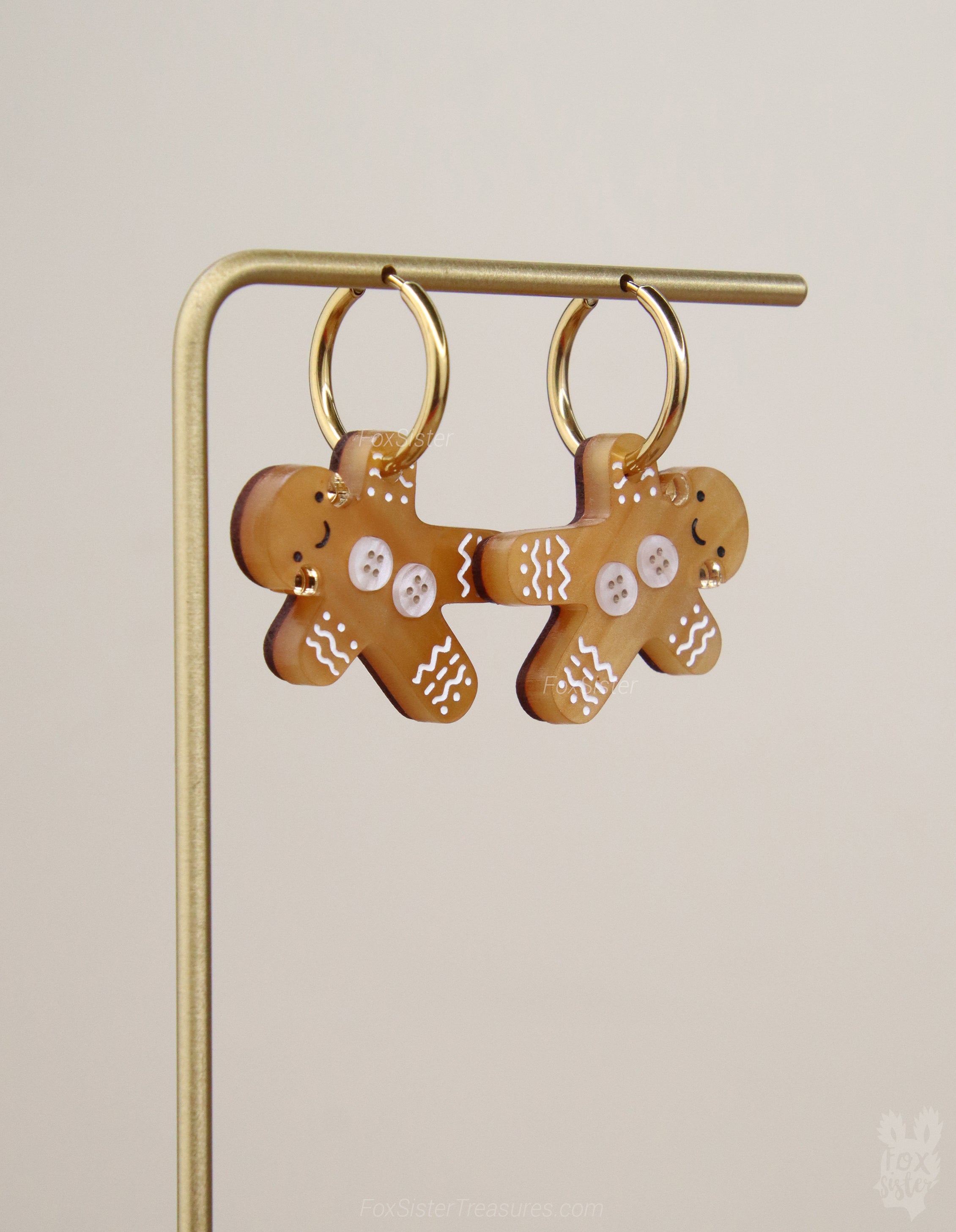 Gingerbread man - Hoop Earrings