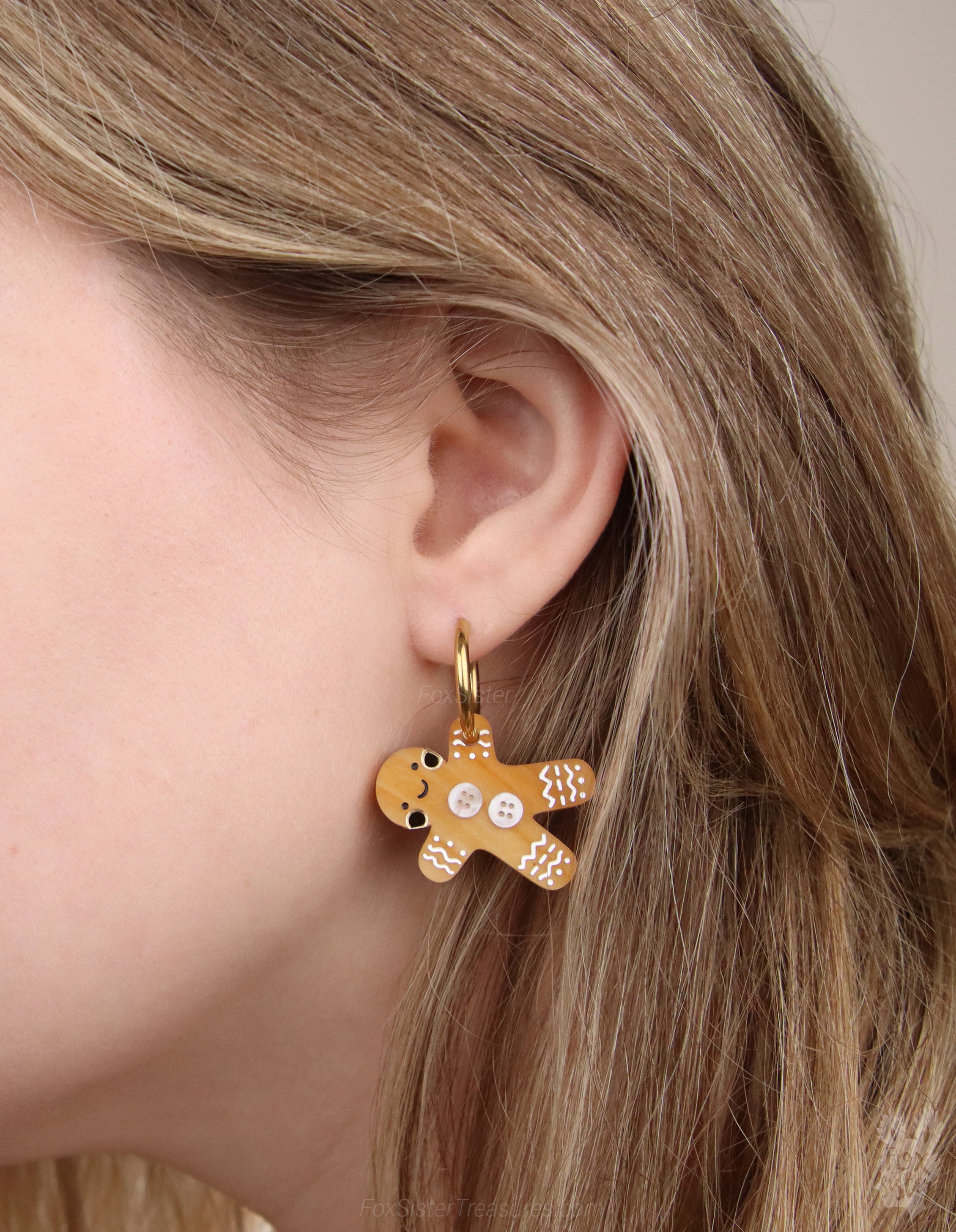 Gingerbread man and a half - Hoop Earrings