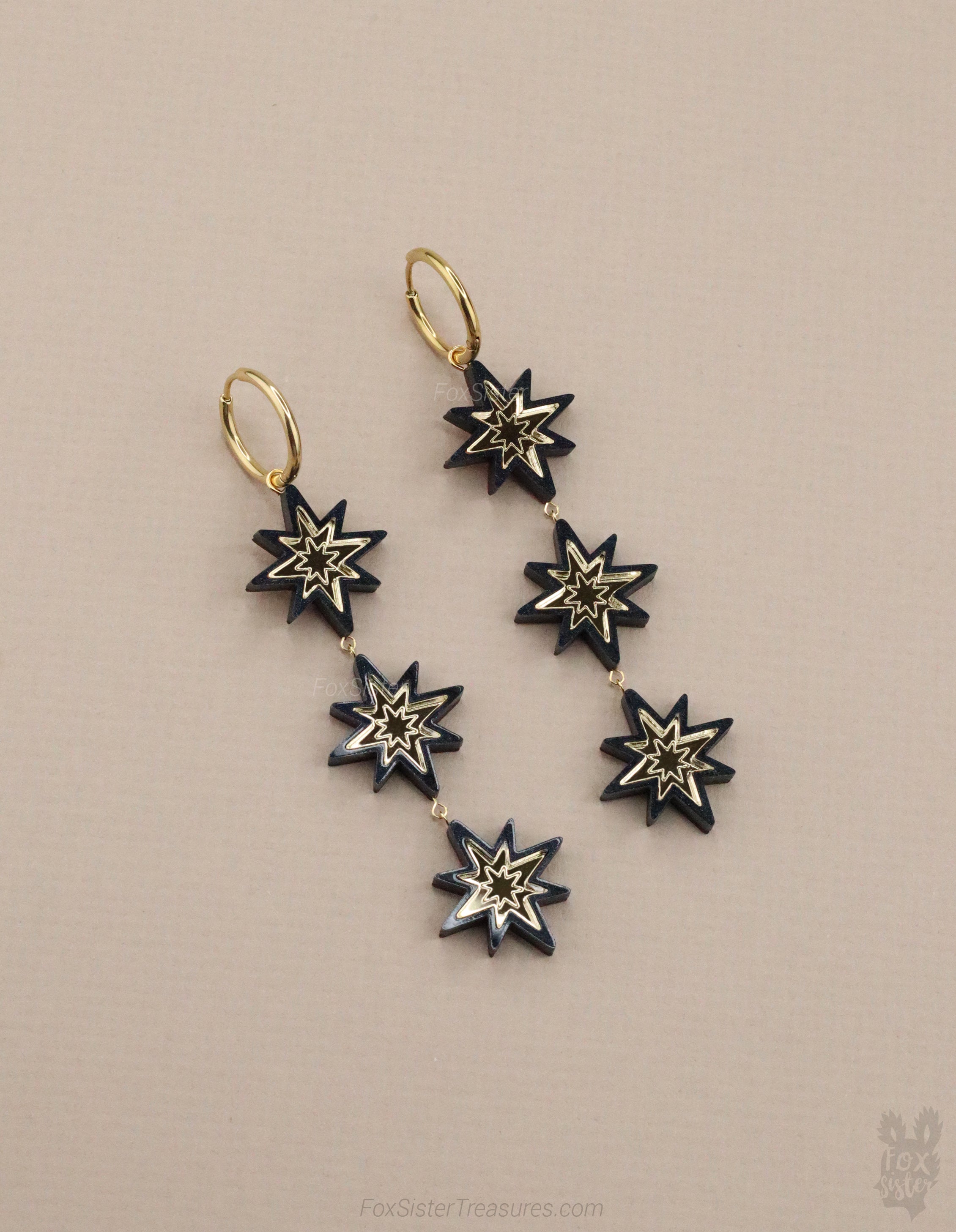 Statement Black Stars - Hoop Earrings