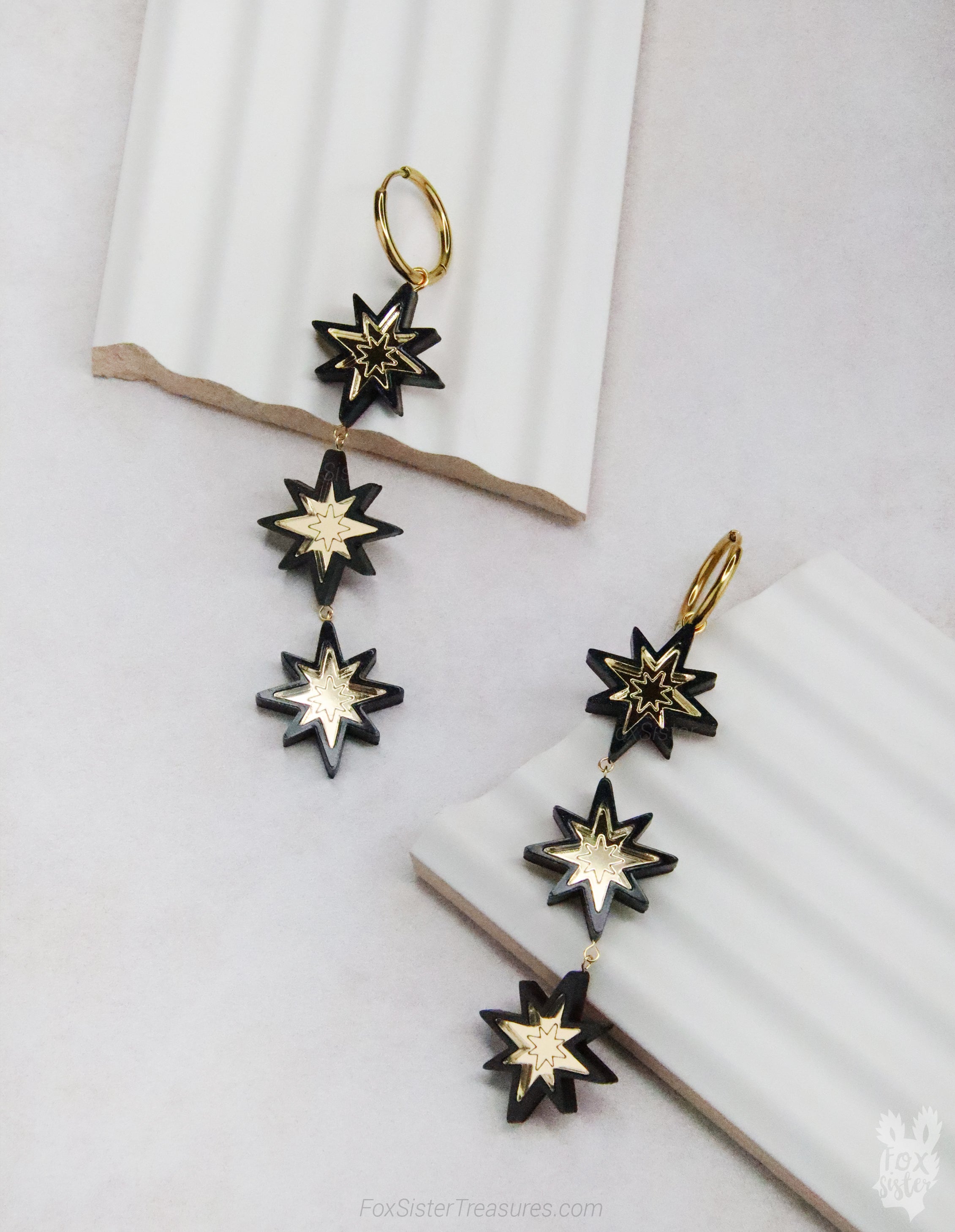 Statement Black Stars - Hoop Earrings