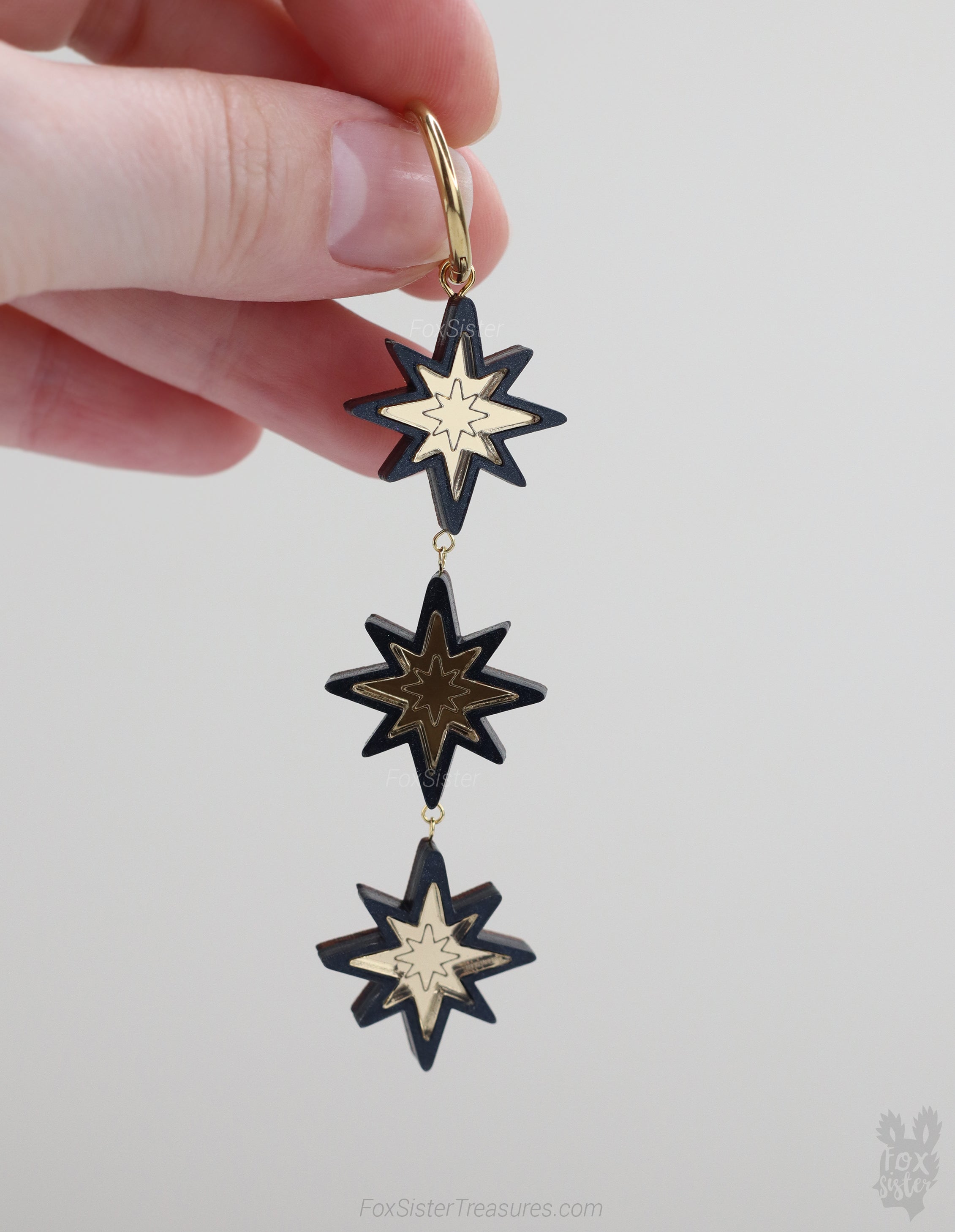Statement Black Stars - Hoop Earrings