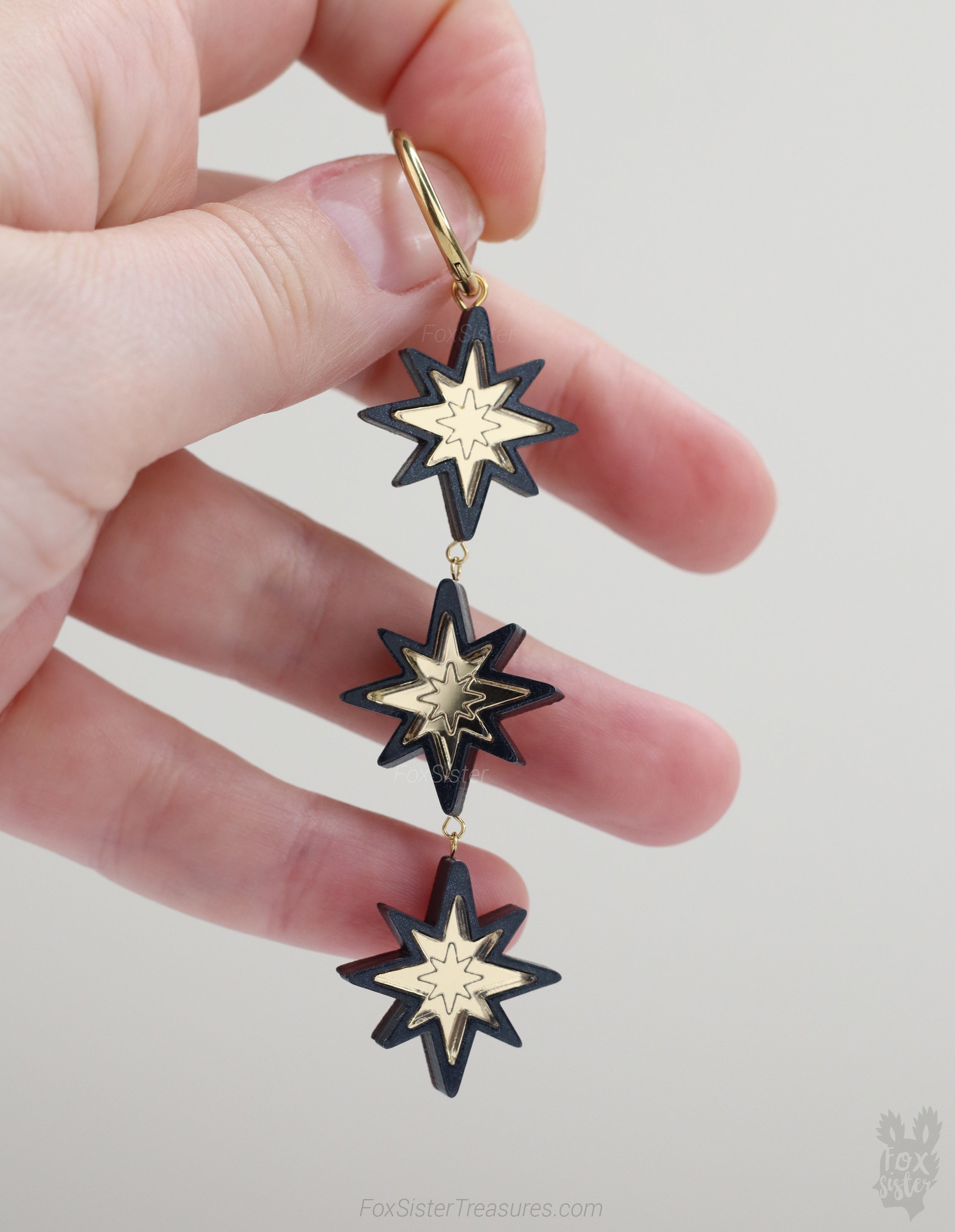 Statement Black Stars - Hoop Earrings