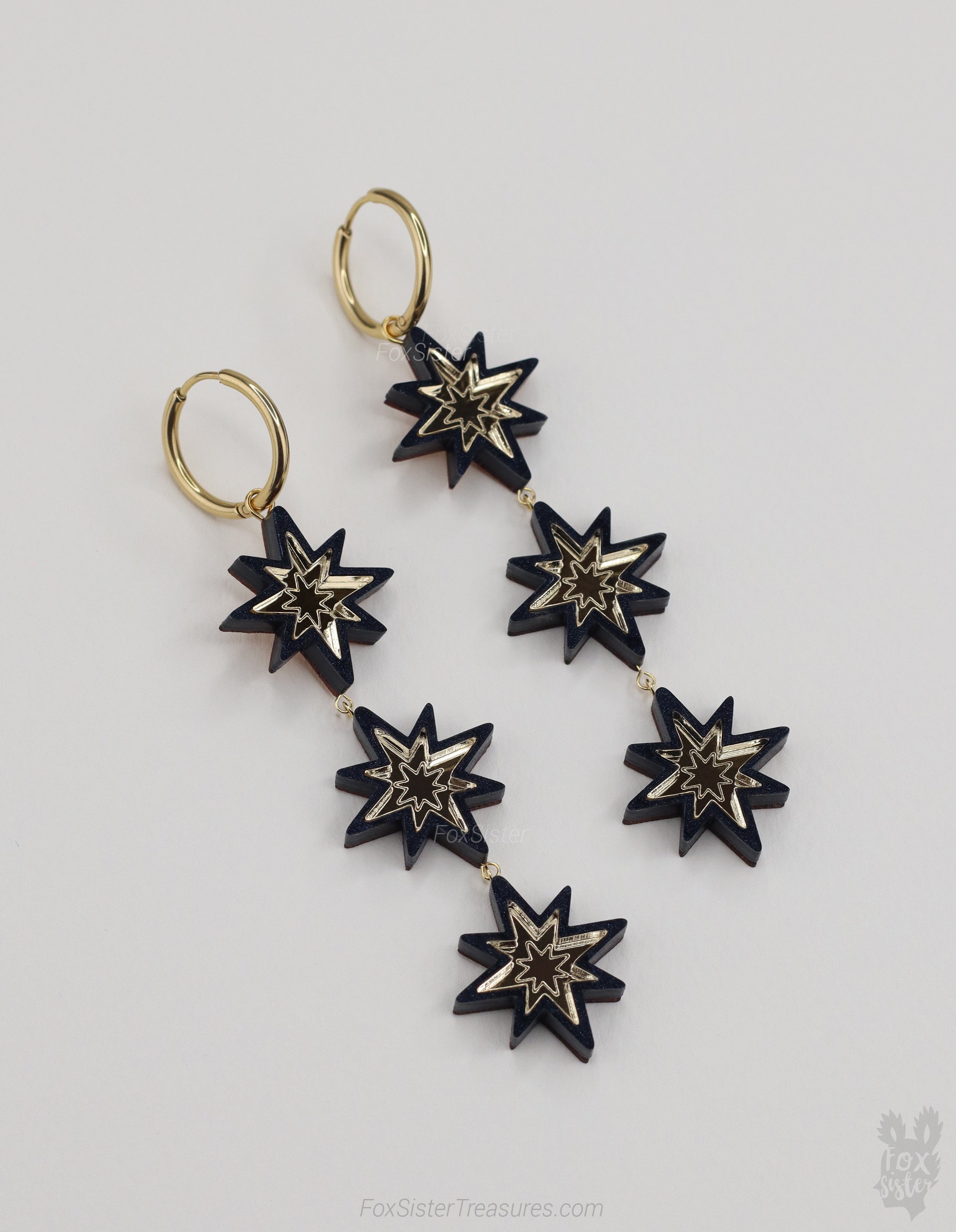 Statement Black Stars - Hoop Earrings