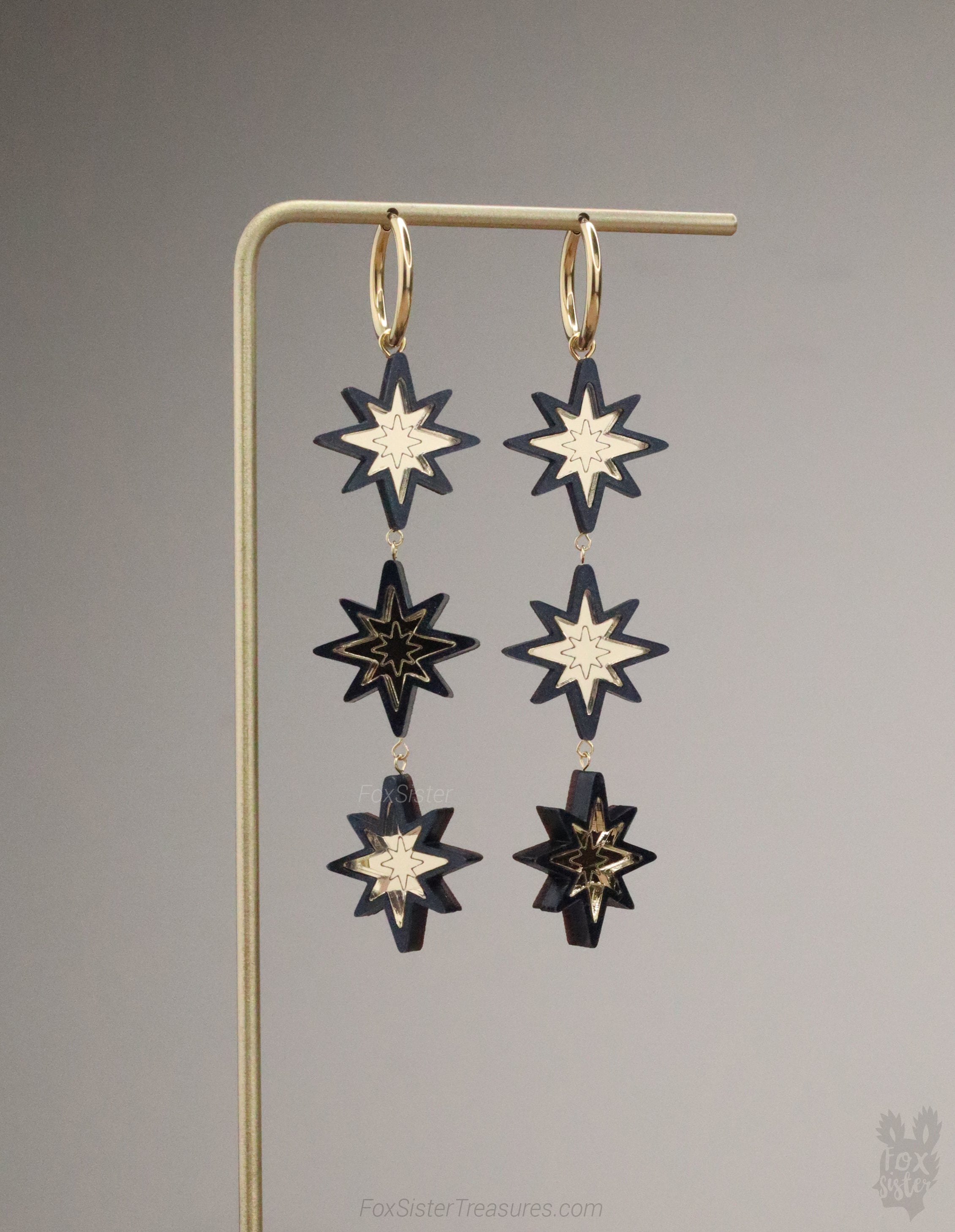 Statement Black Stars - Hoop Earrings