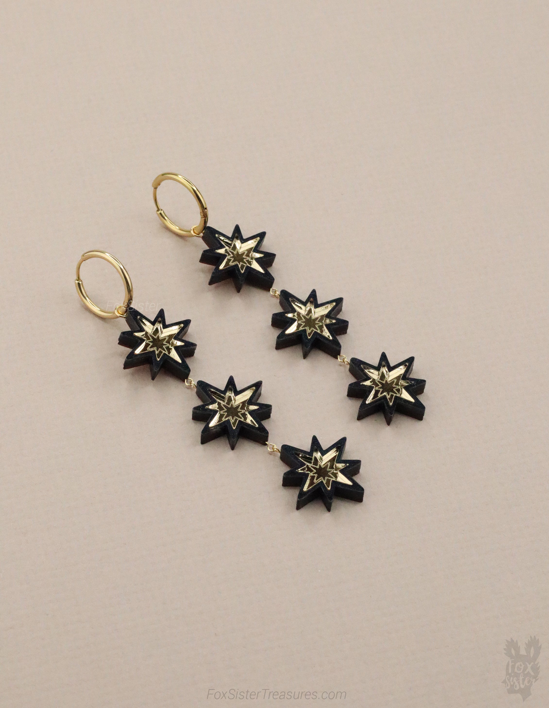 Statement Black Stars - Hoop Earrings