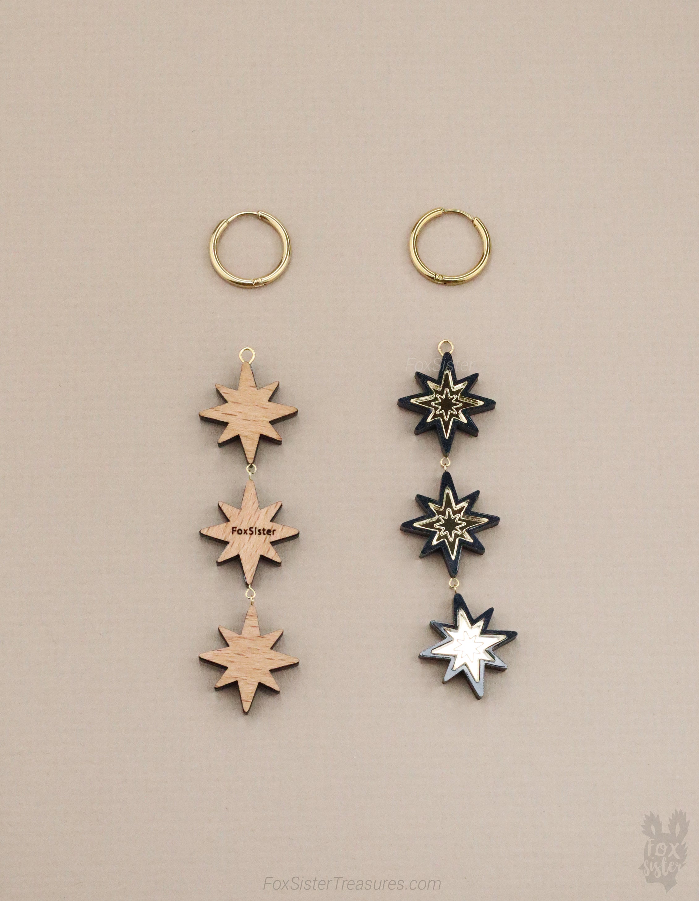 Statement Black Stars - Hoop Earrings