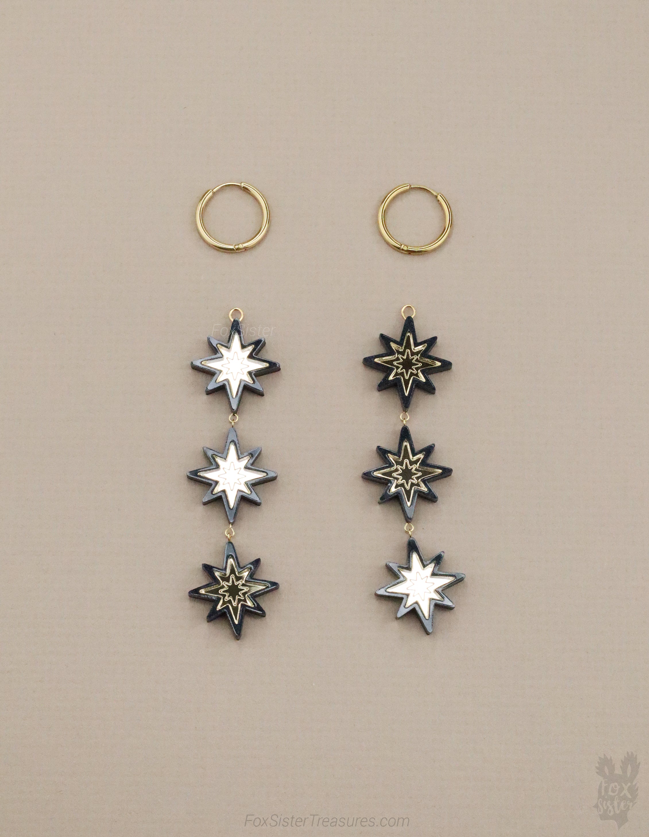 Statement Black Stars - Hoop Earrings