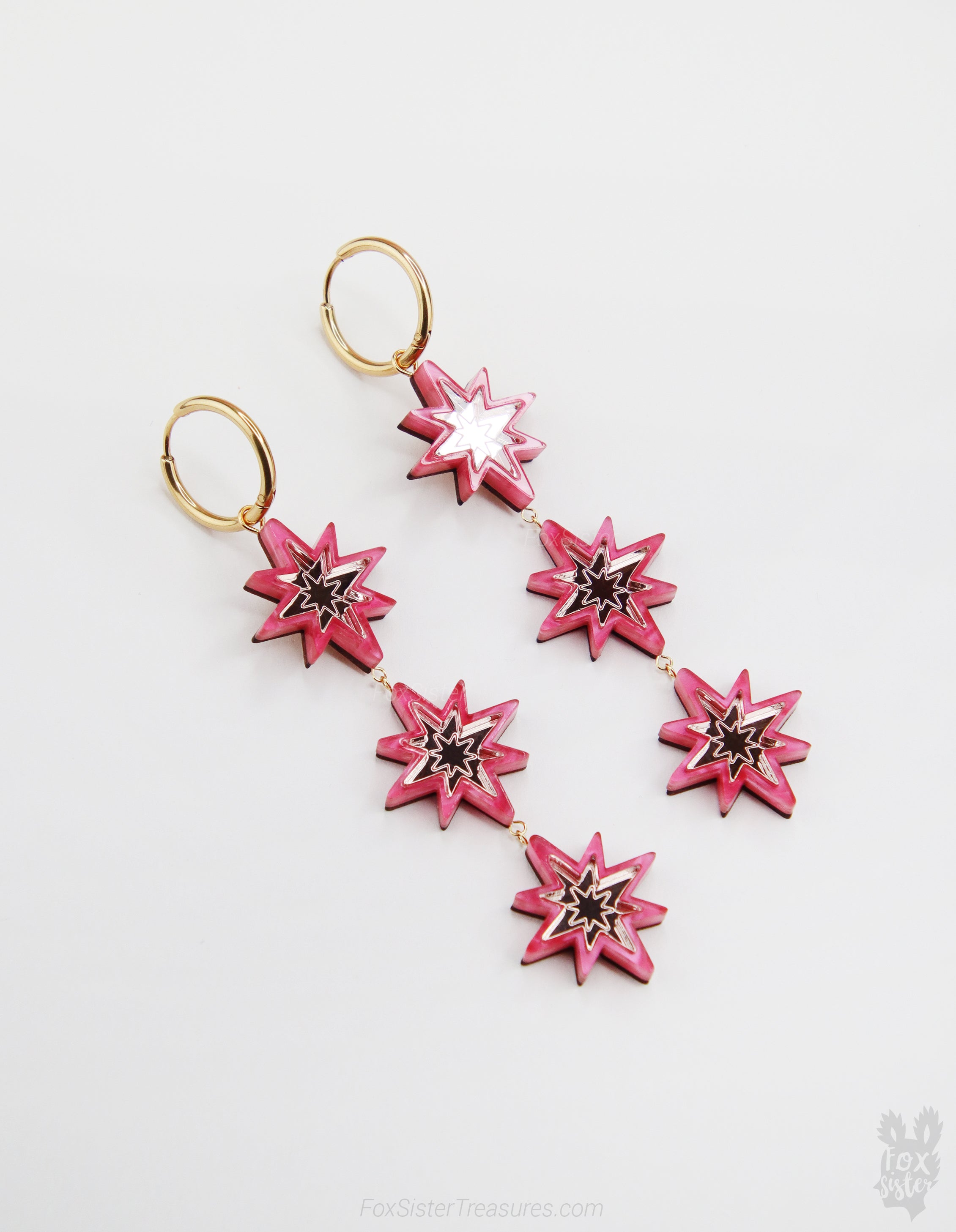Statement Pink Stars - Hoop Earrings