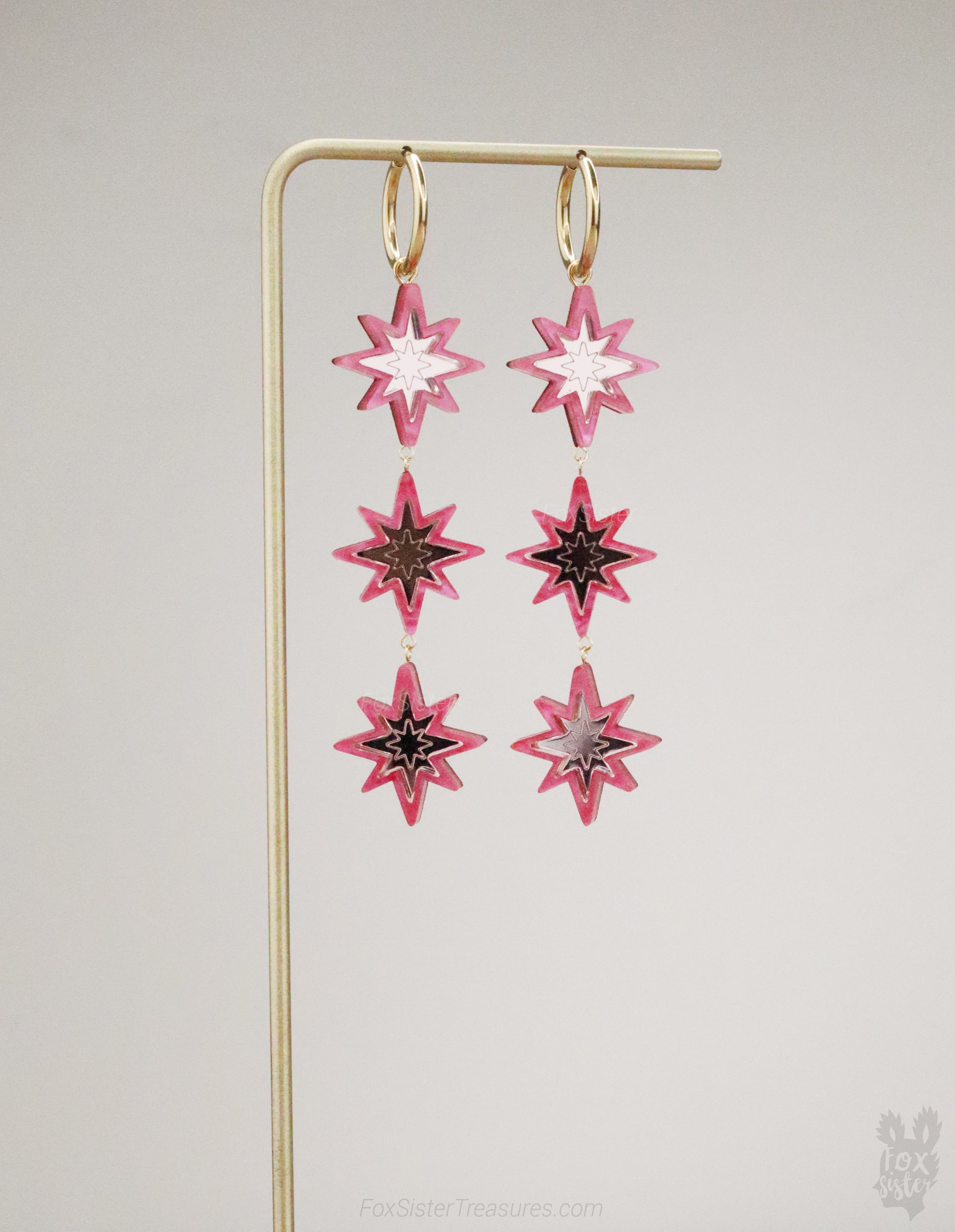 Statement Pink Stars - Hoop Earrings