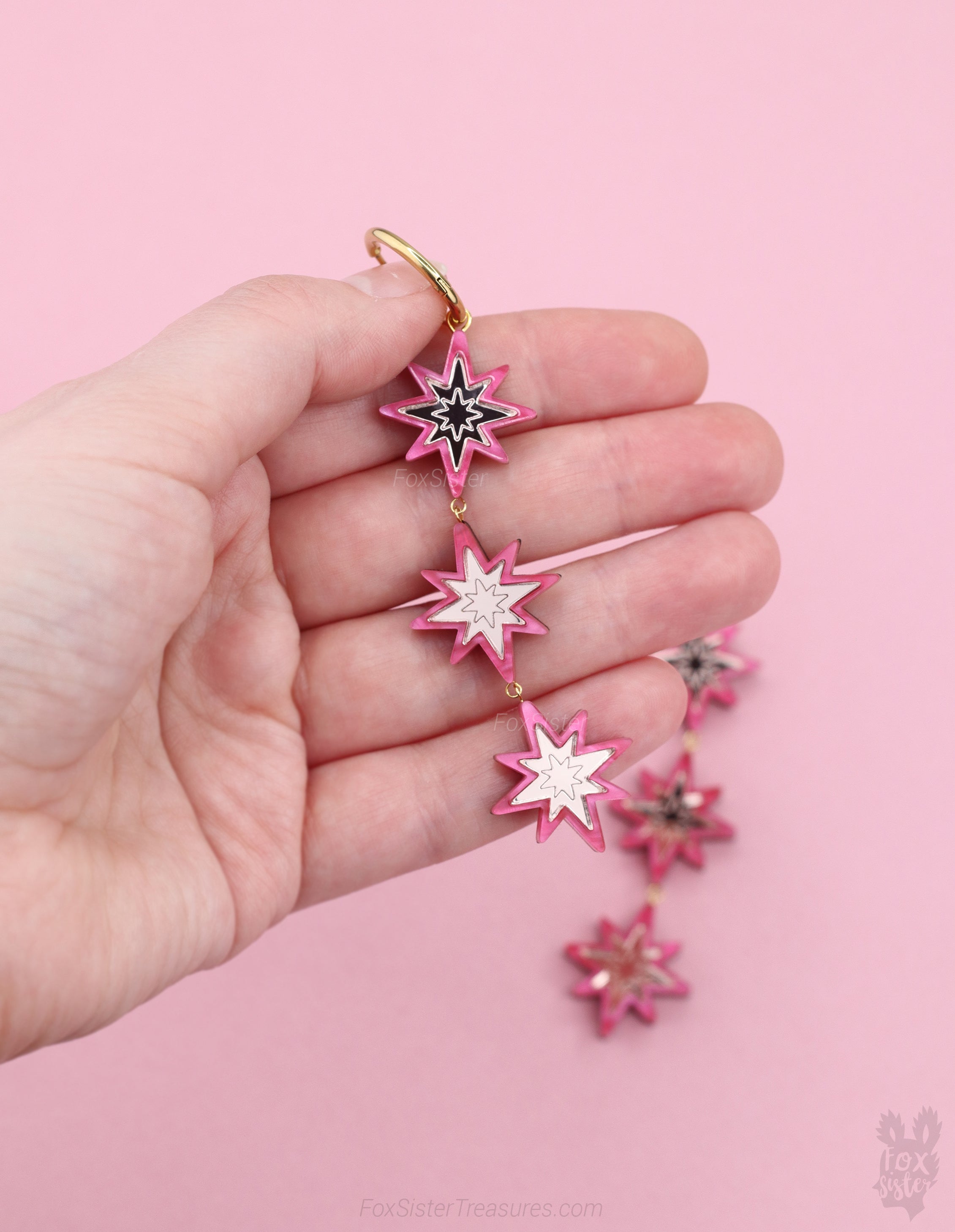 Statement Pink Stars - Hoop Earrings