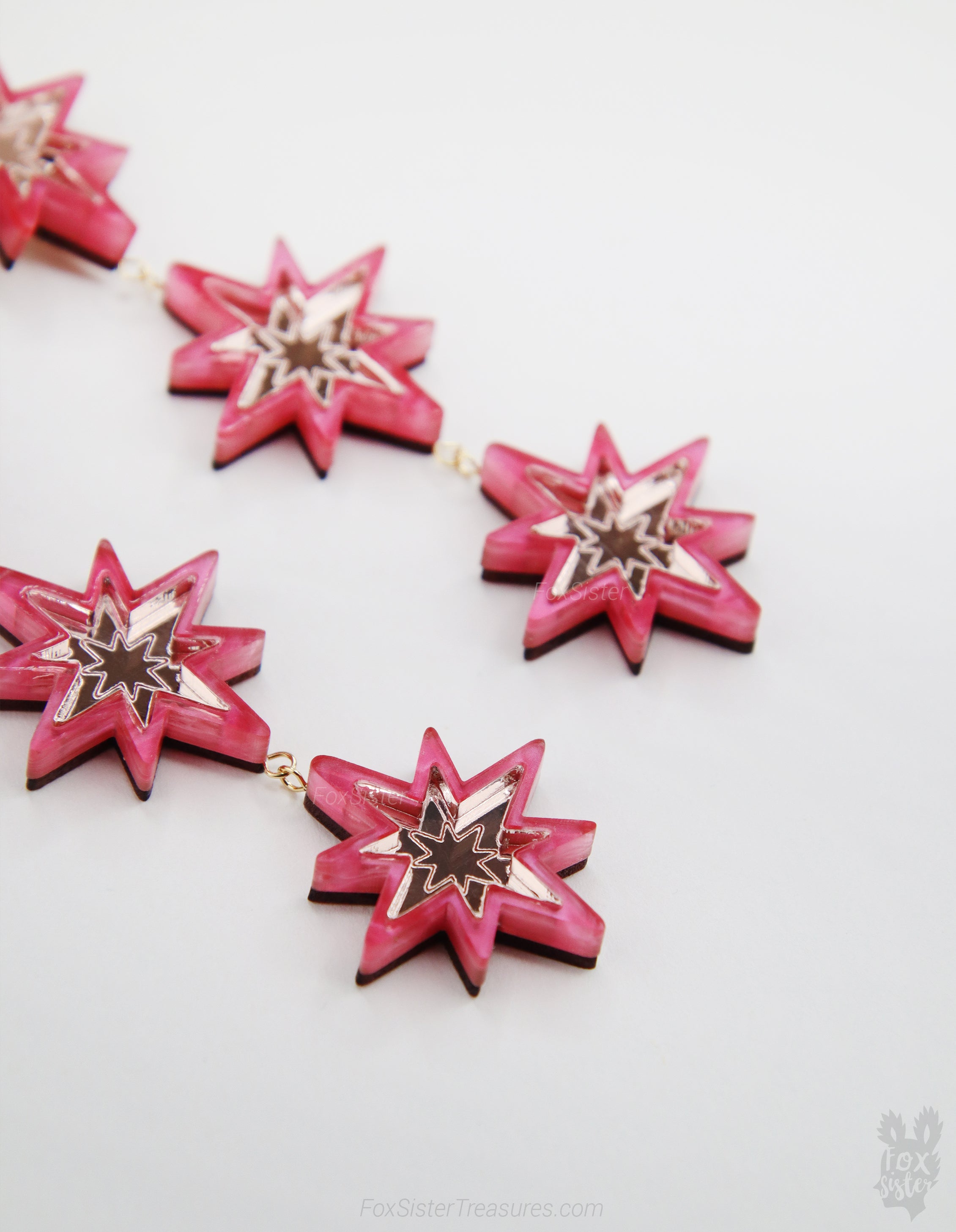 Statement Pink Stars - Hoop Earrings