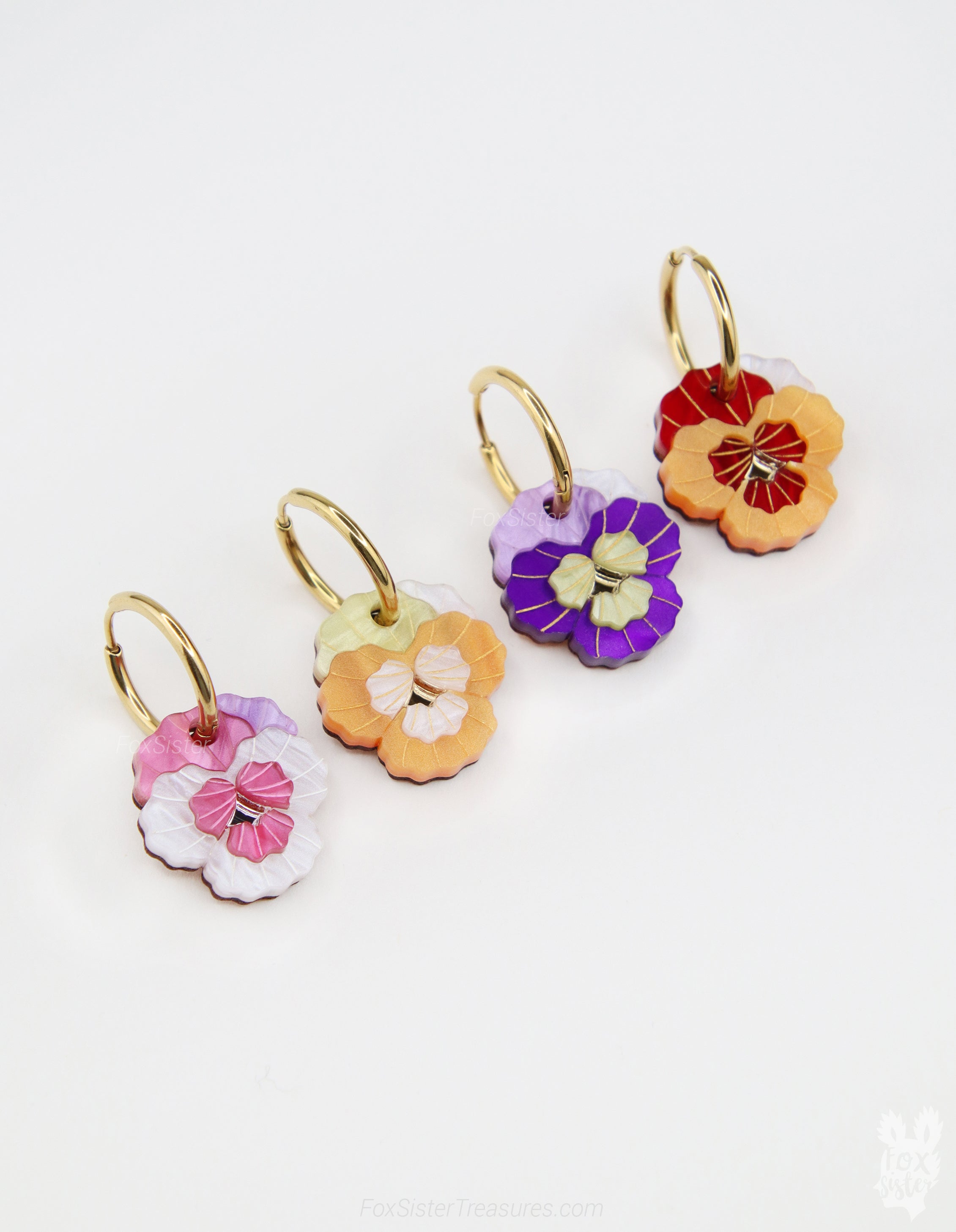 Pansy flowers  - Mix & Match Earrings