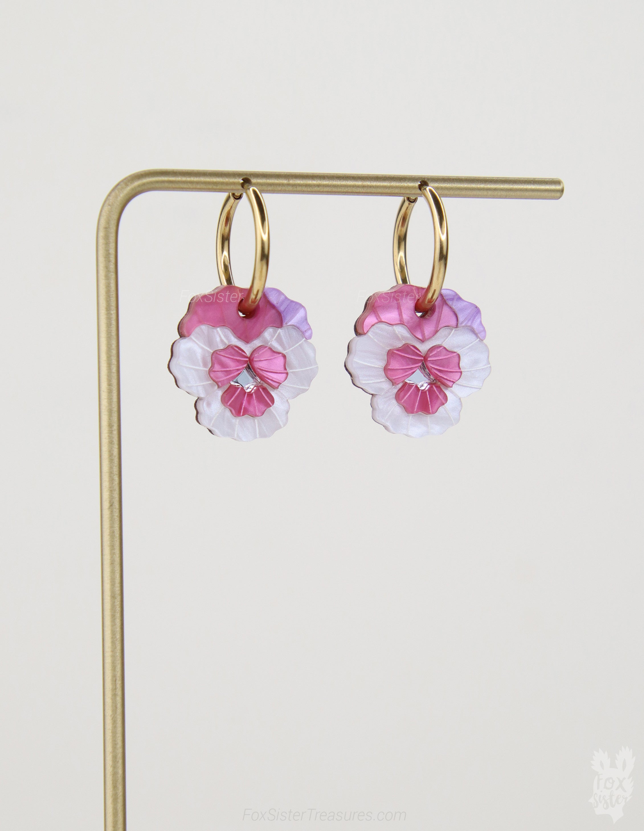 Pansy flowers  - Mix & Match Earrings
