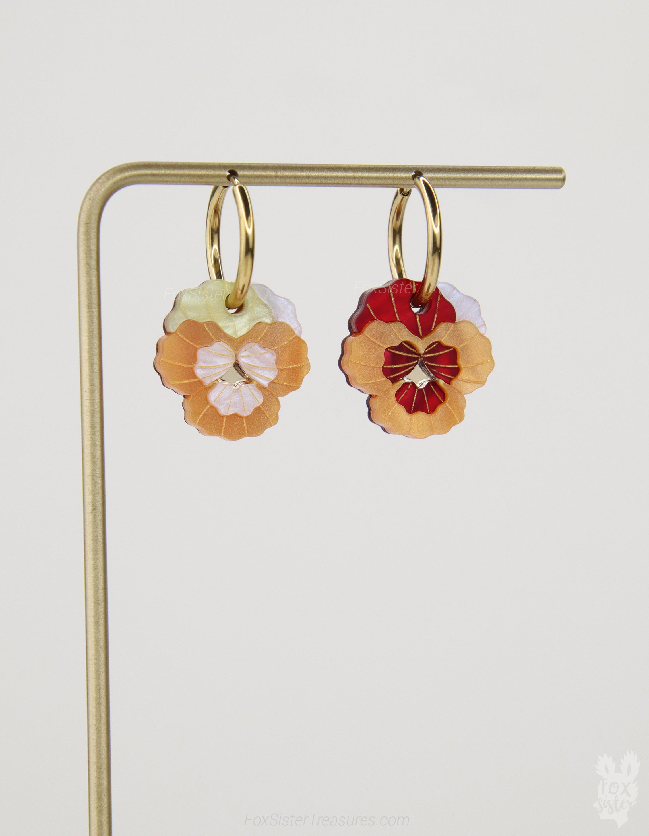 Pansy flowers  - Mix & Match Earrings