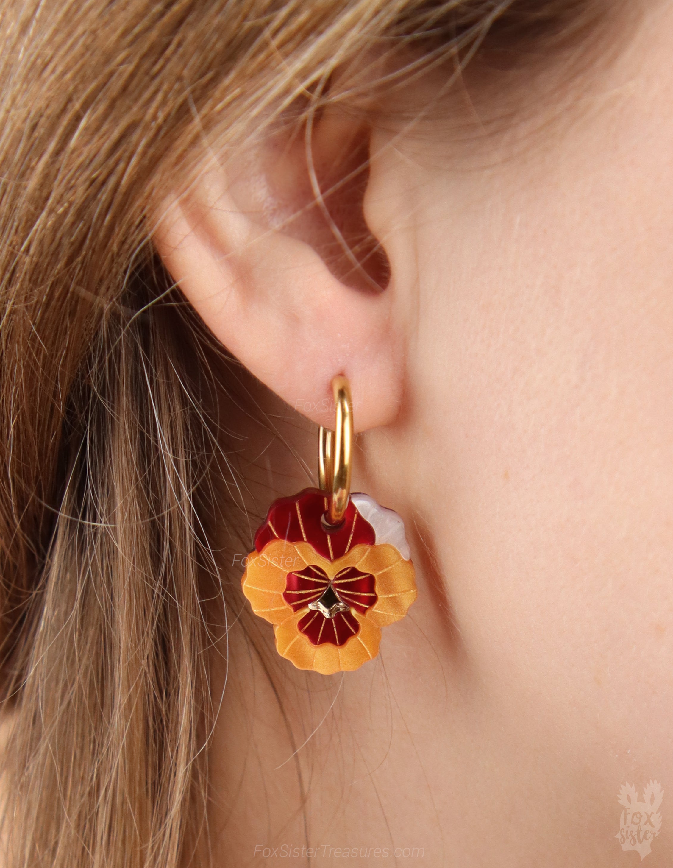 Pansy flowers  - Mix & Match Earrings