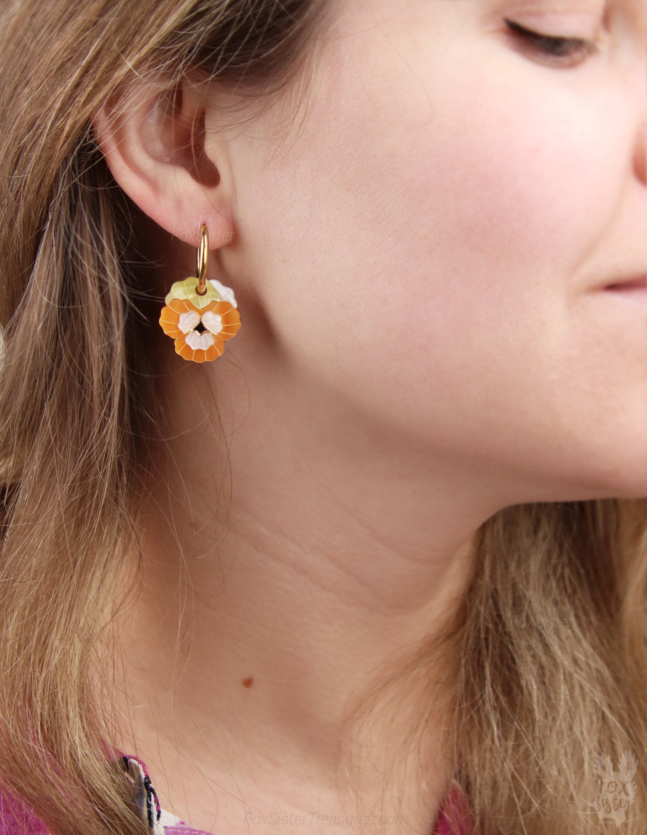 Pansy flowers  - Mix & Match Earrings