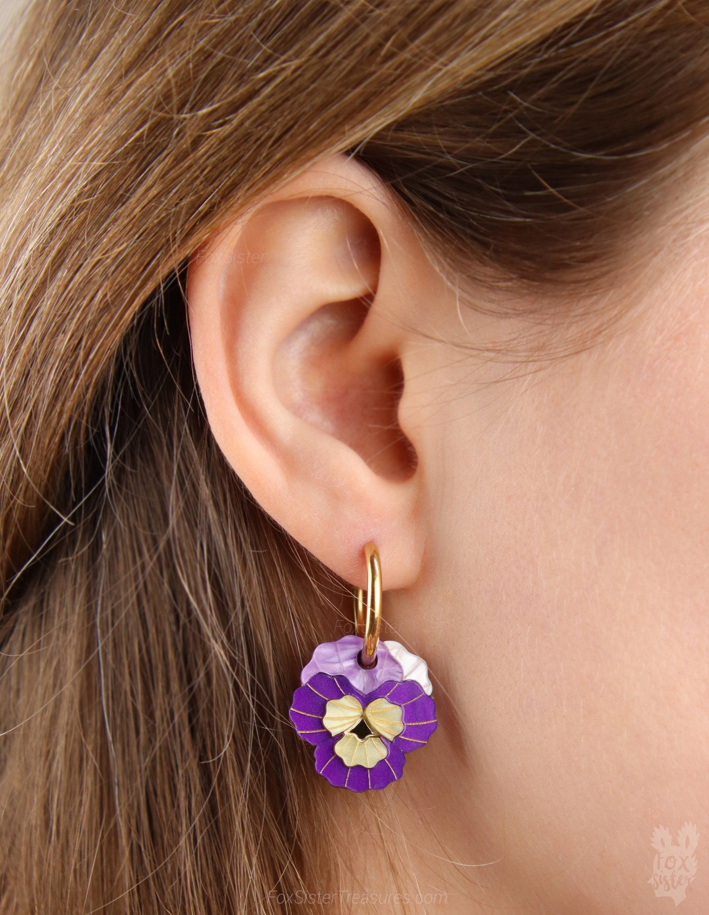Pansy flowers  - Mix & Match Earrings