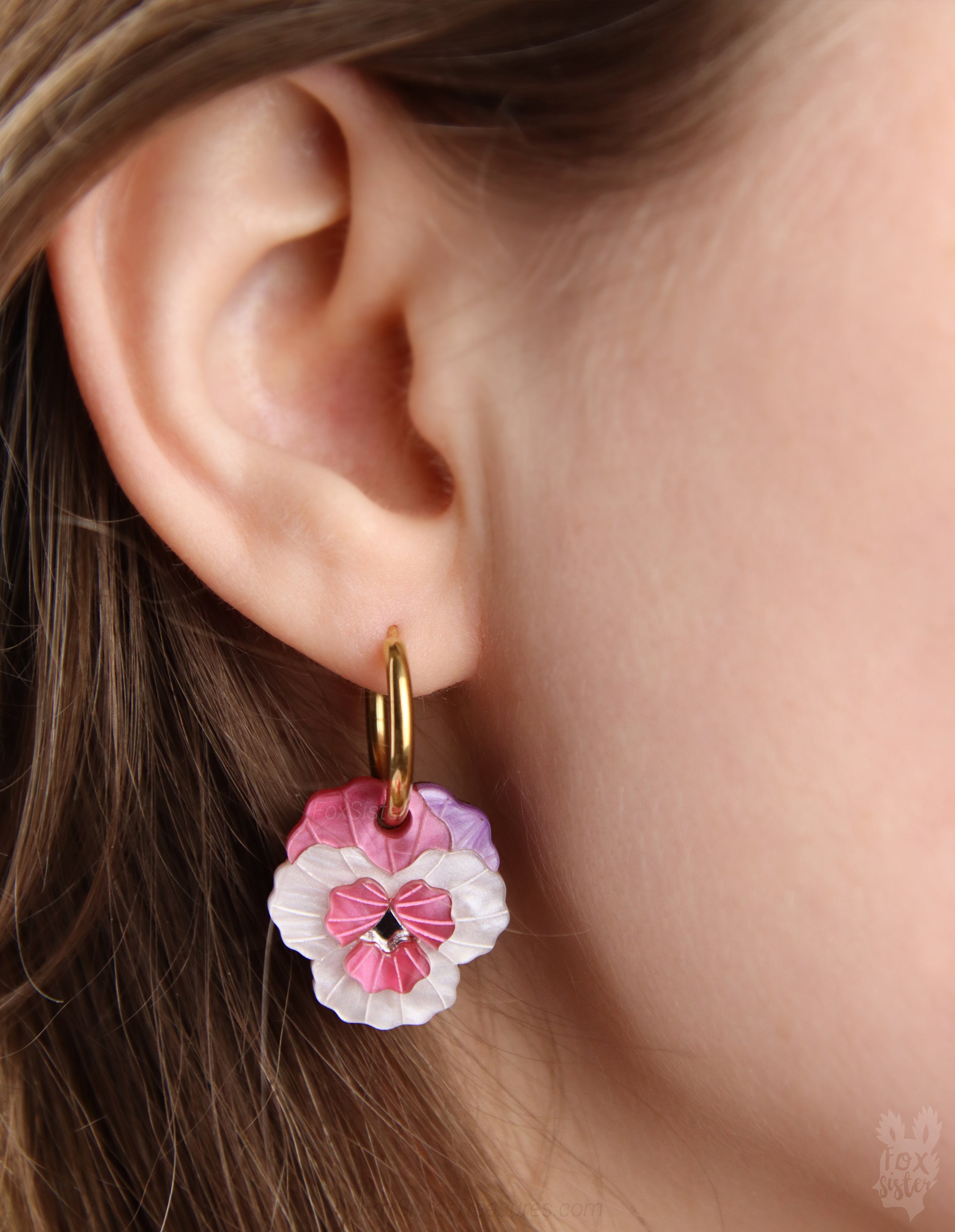 Pansy flowers  - Mix & Match Earrings