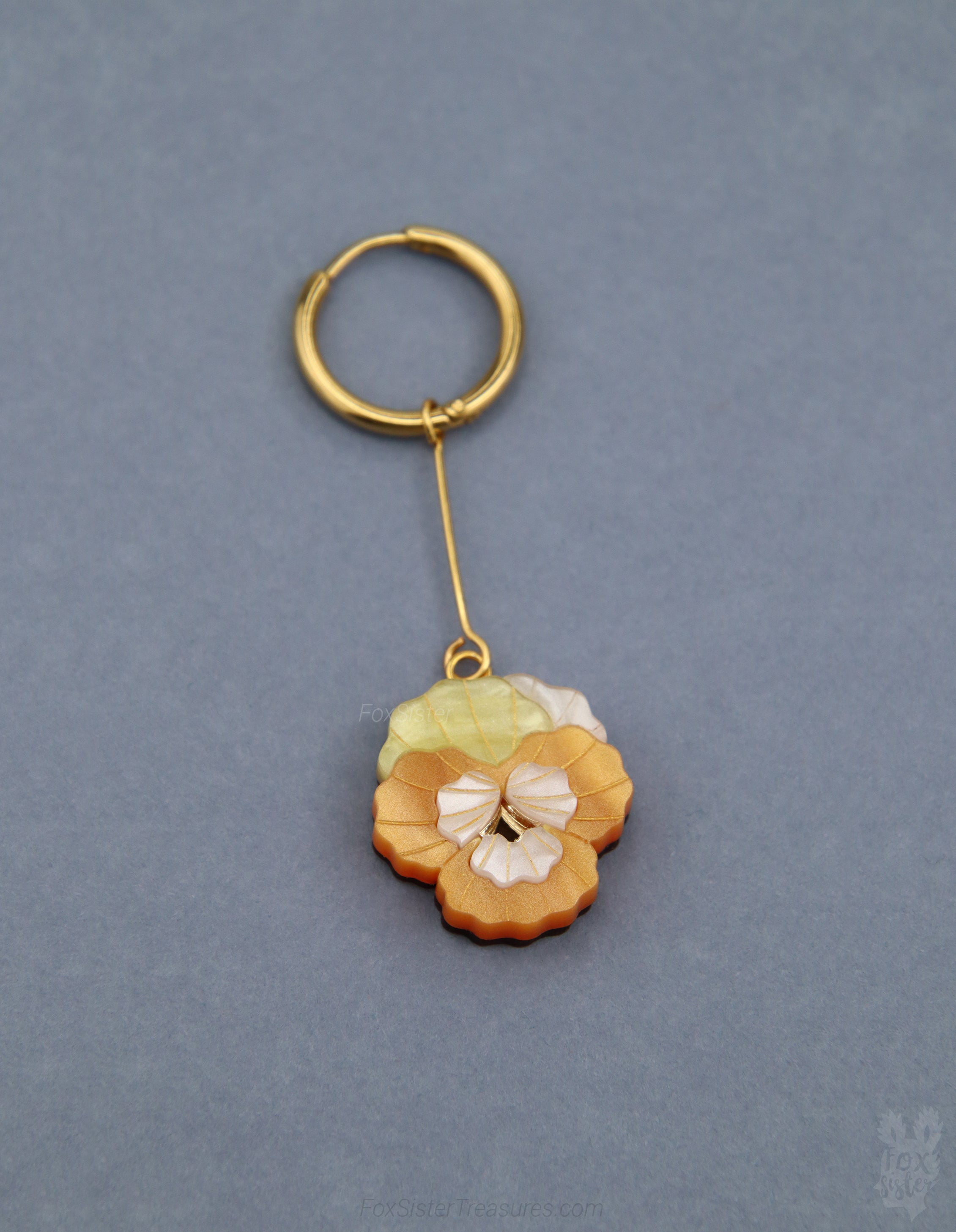 Pansy Flowers – Mix & Match Drop Charm Earrings