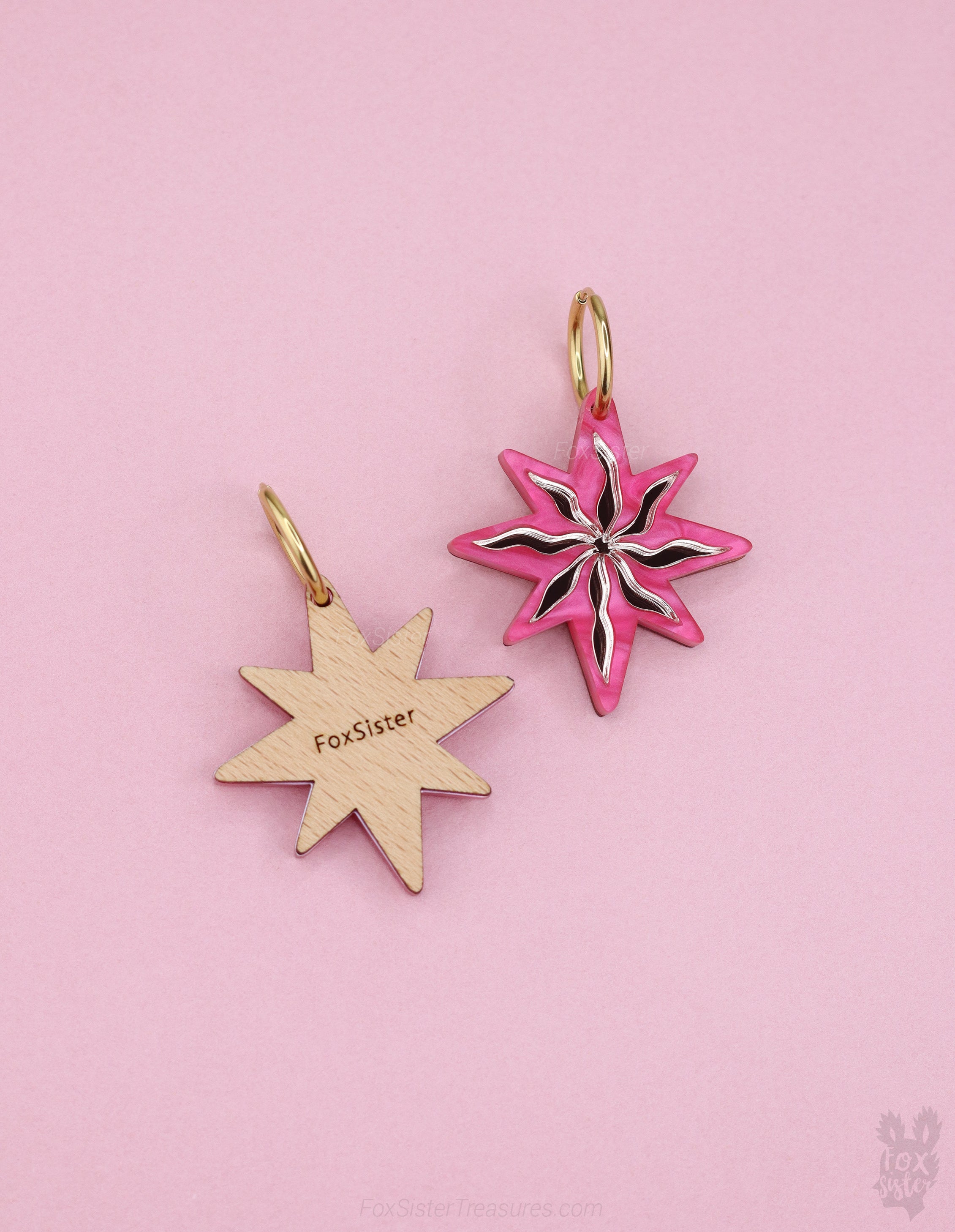 Large Pink Stars - Hoop Earrings