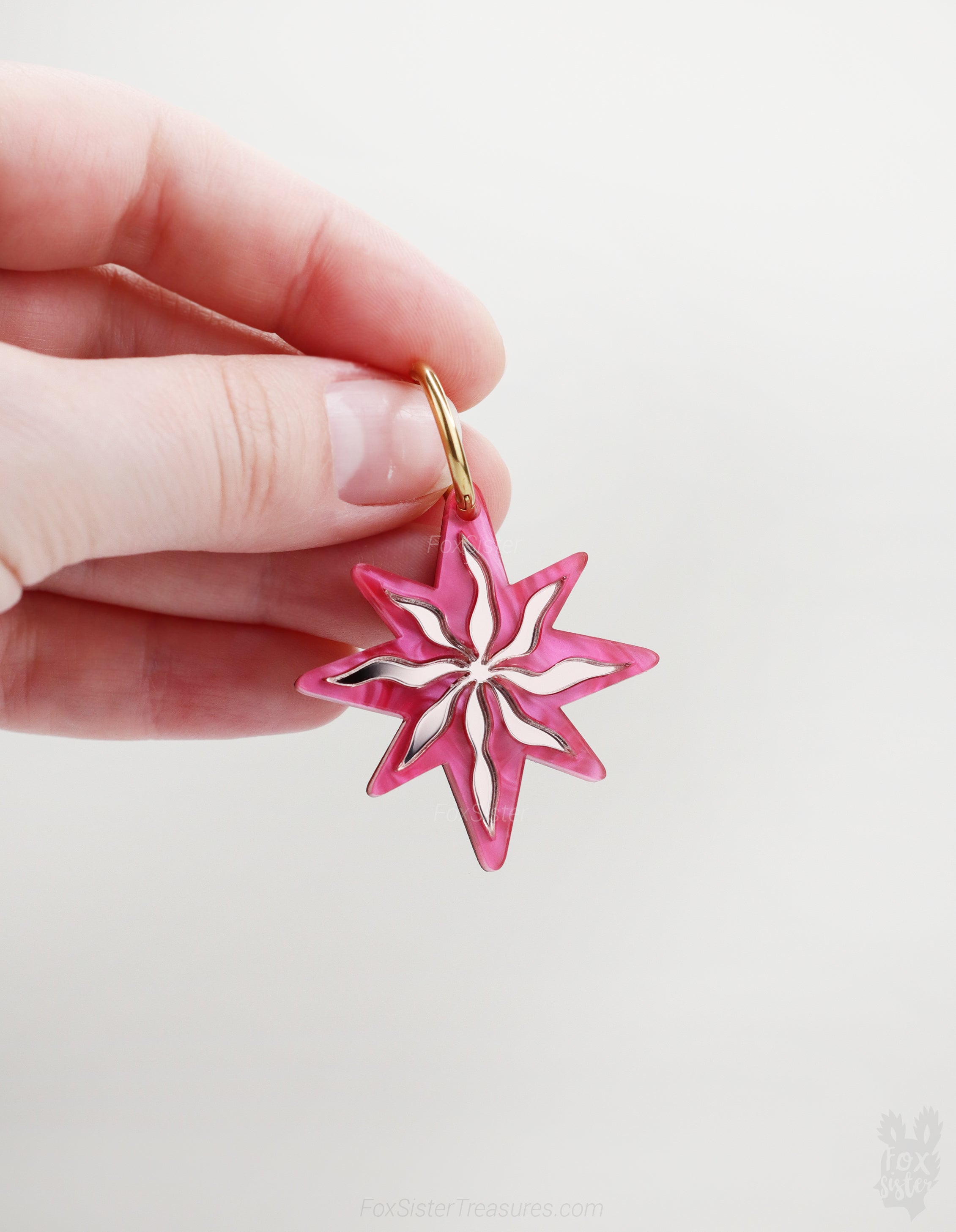 Large Pink Stars - Hoop Earrings