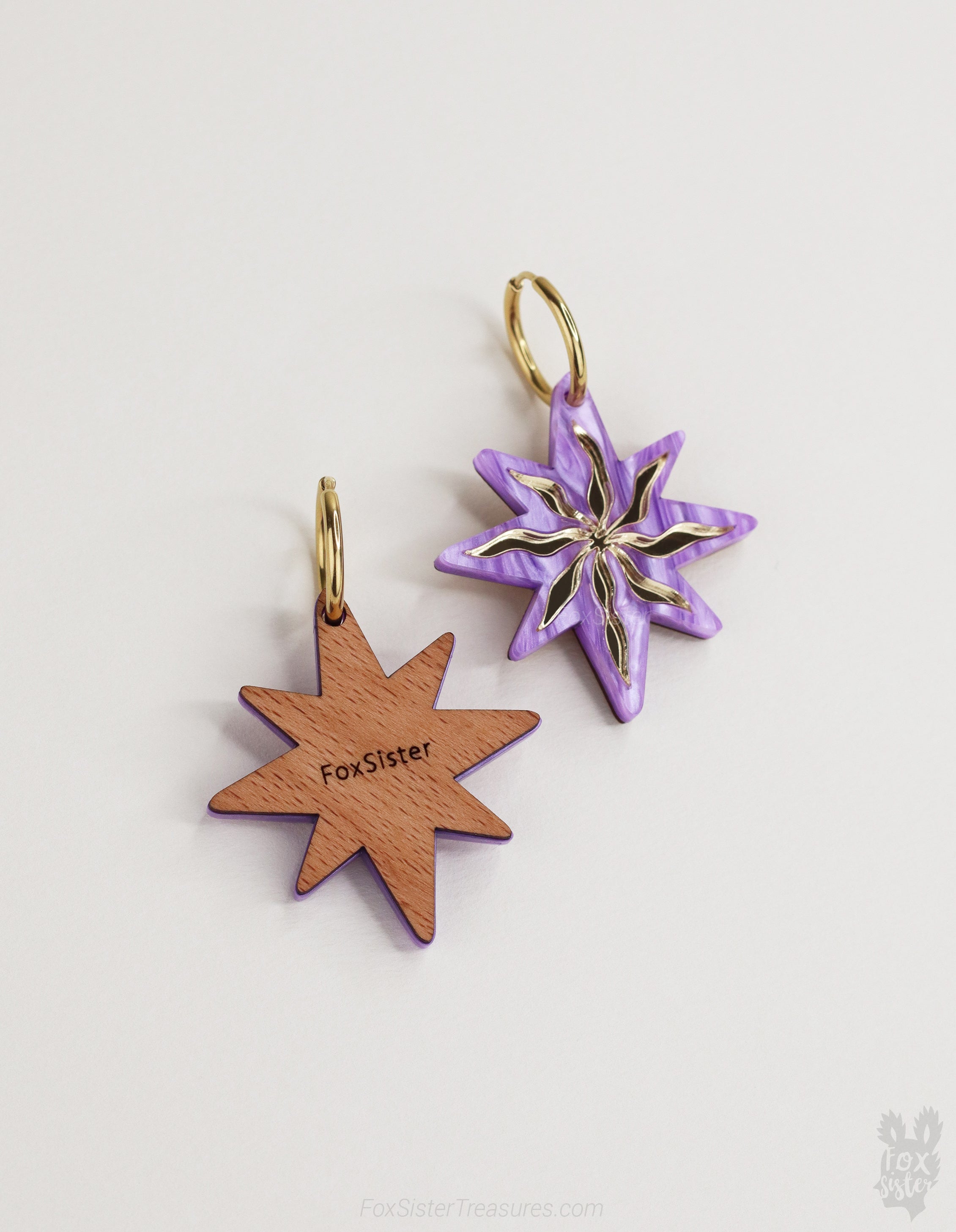 Large Purple Stars - Hoop Earrings