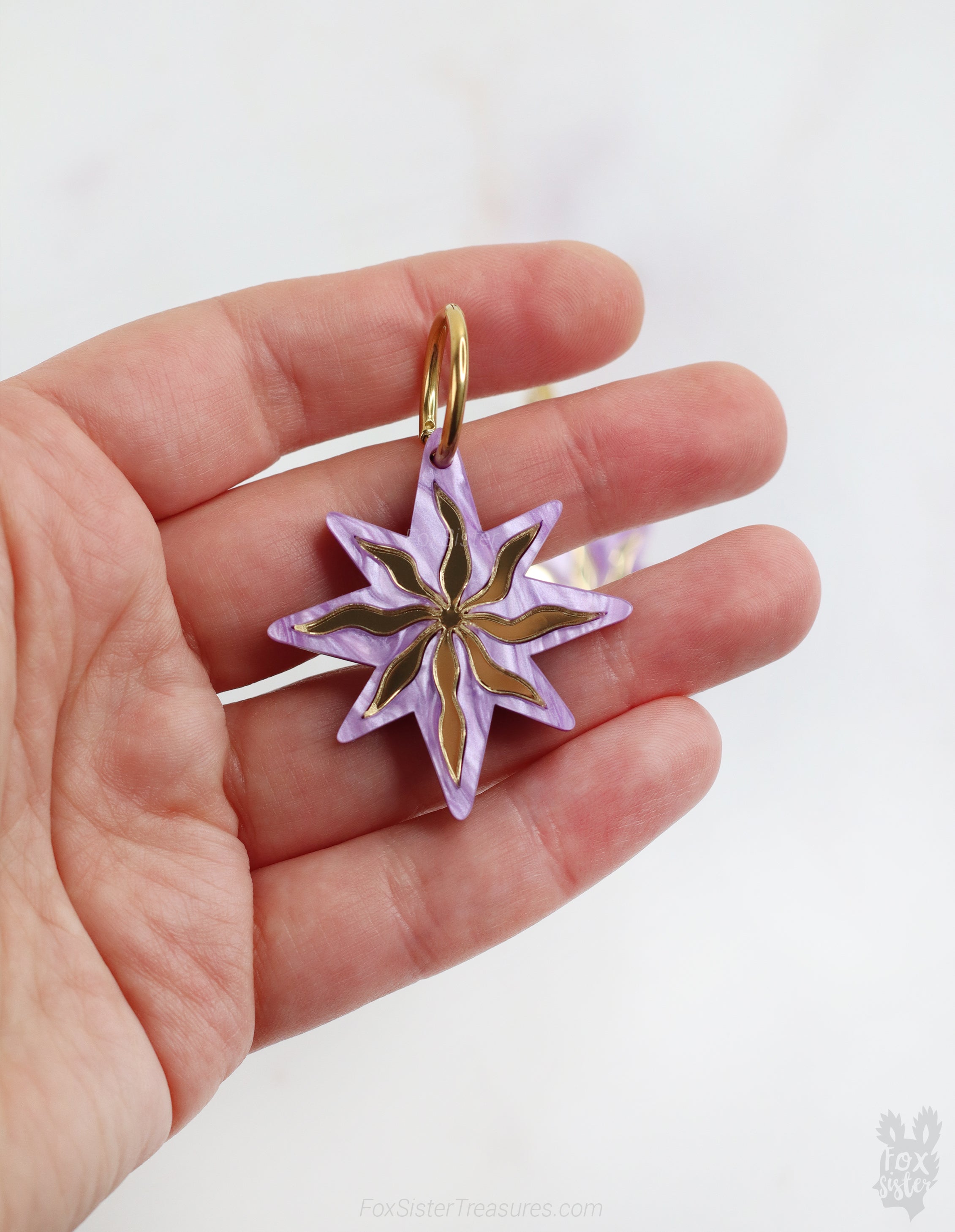 Large Purple Stars - Hoop Earrings