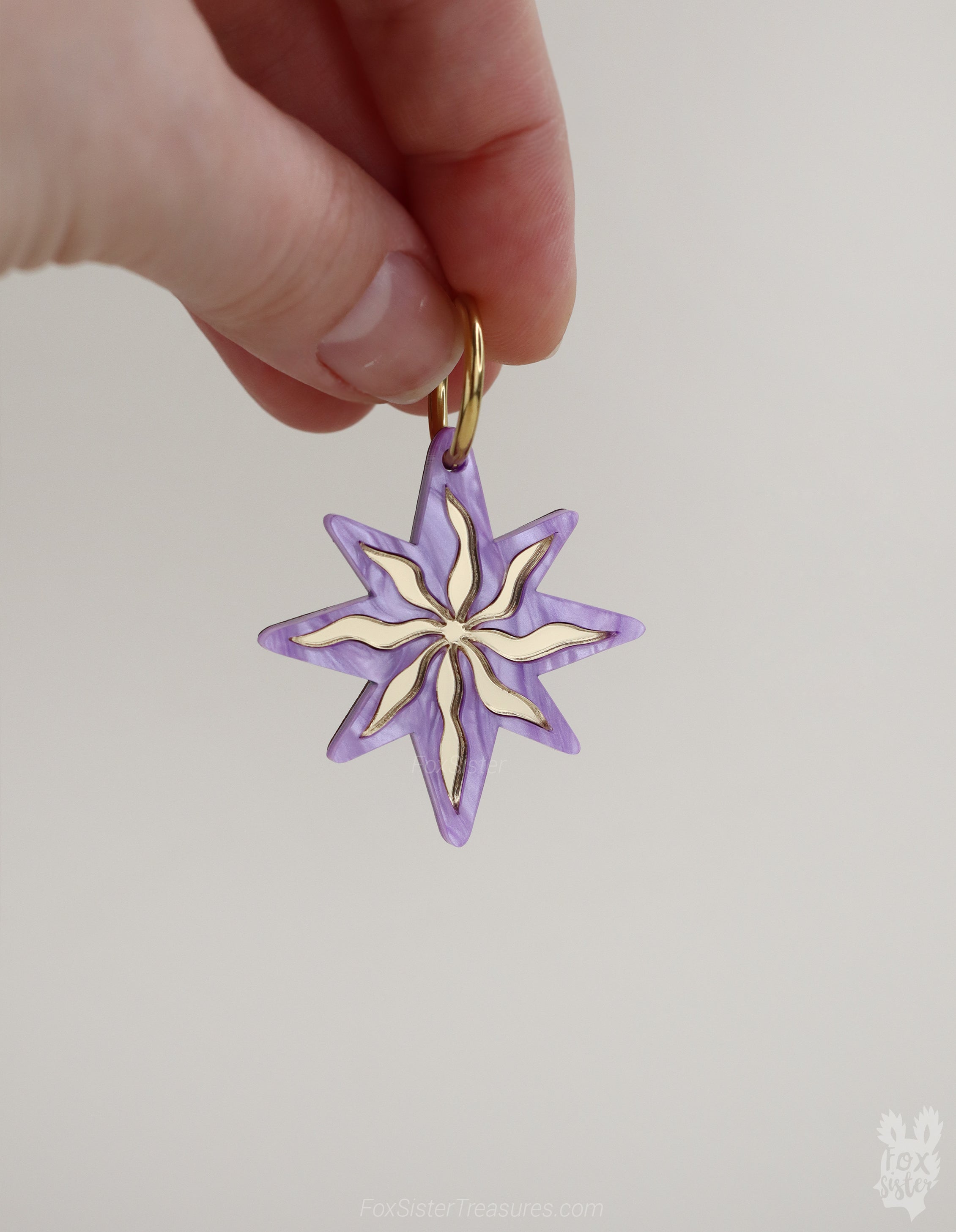 Large Purple Stars - Hoop Earrings