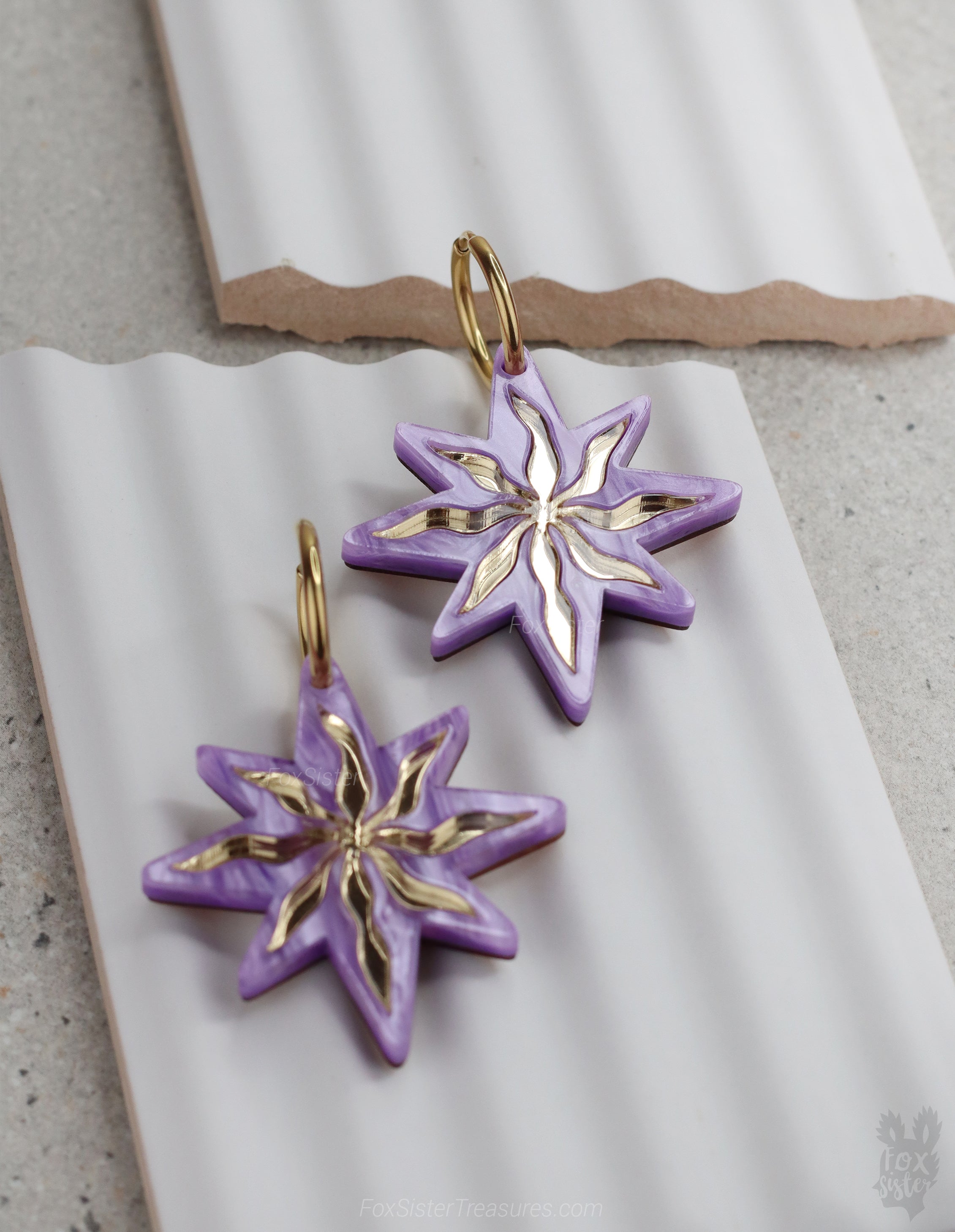 Large Purple Stars - Hoop Earrings