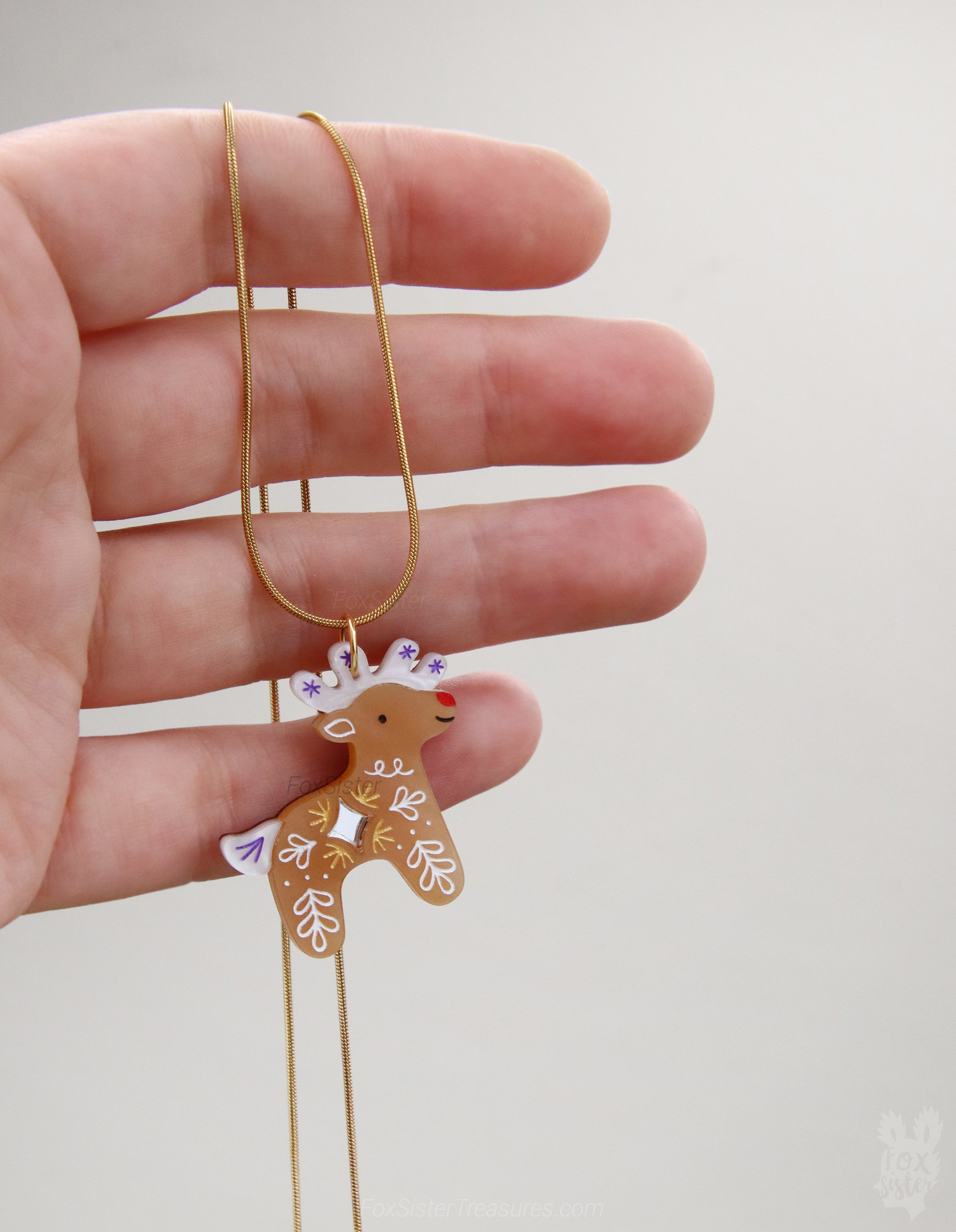 Gingerbread Reindeer - Necklace
