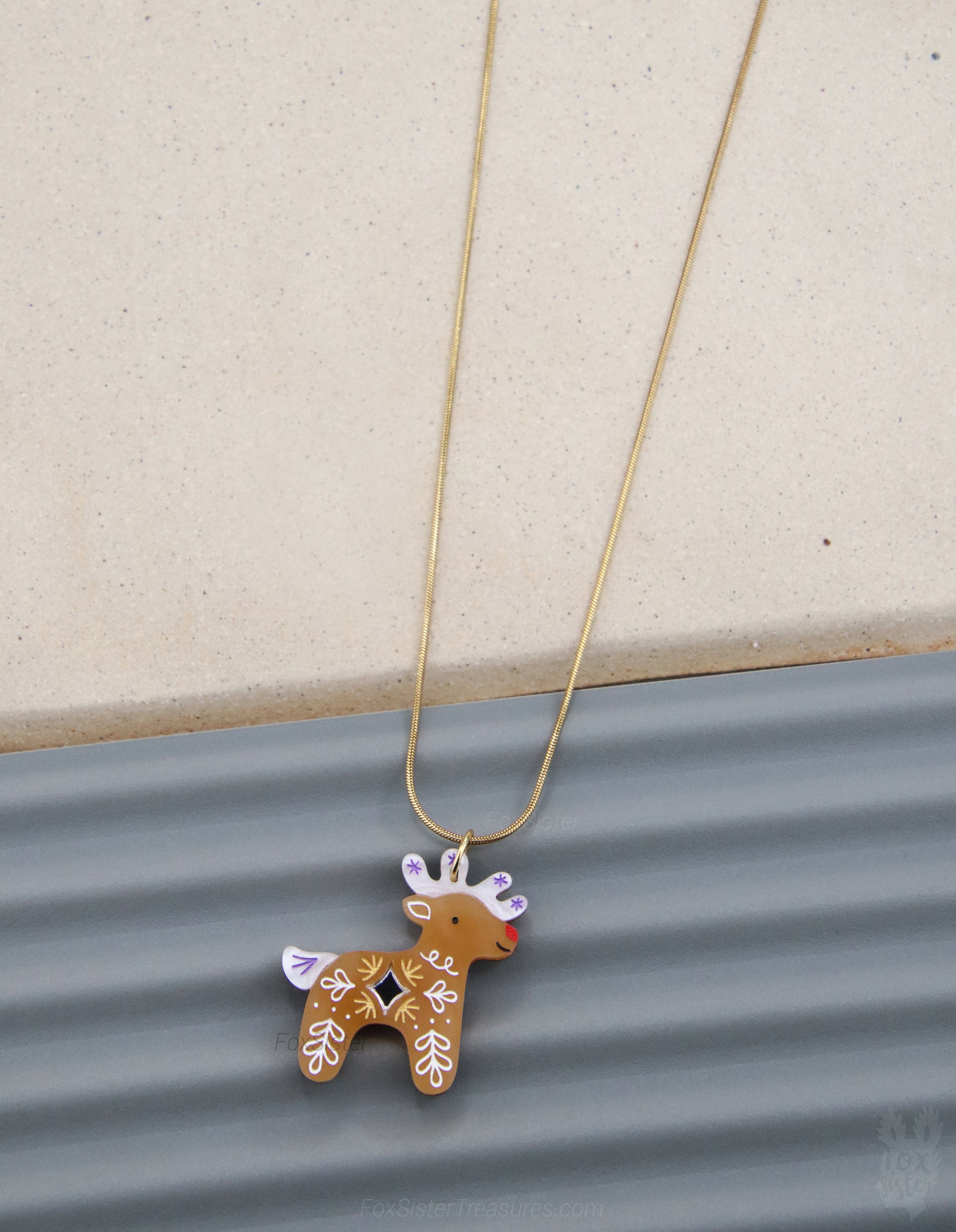 Gingerbread Reindeer - Necklace