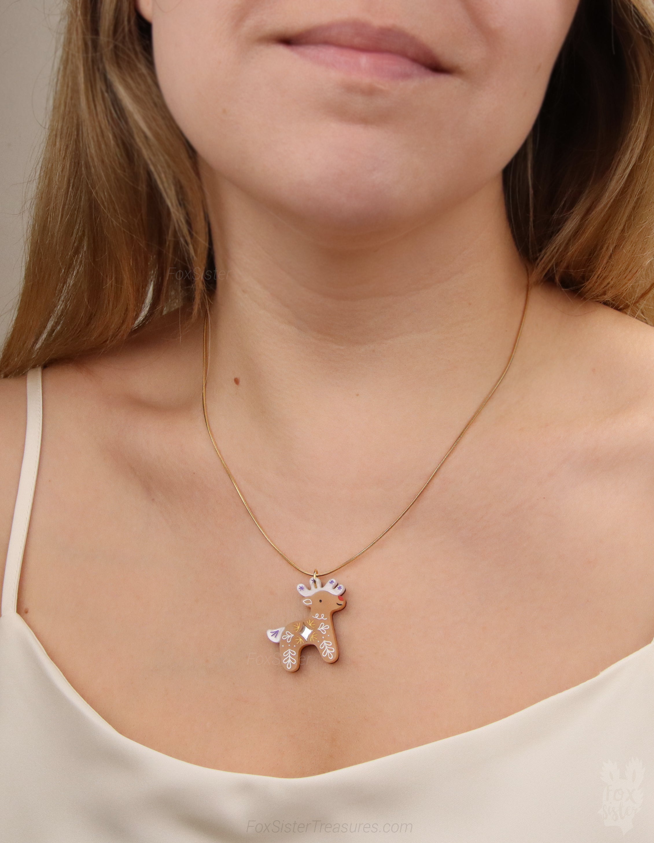 Gingerbread Reindeer - Necklace
