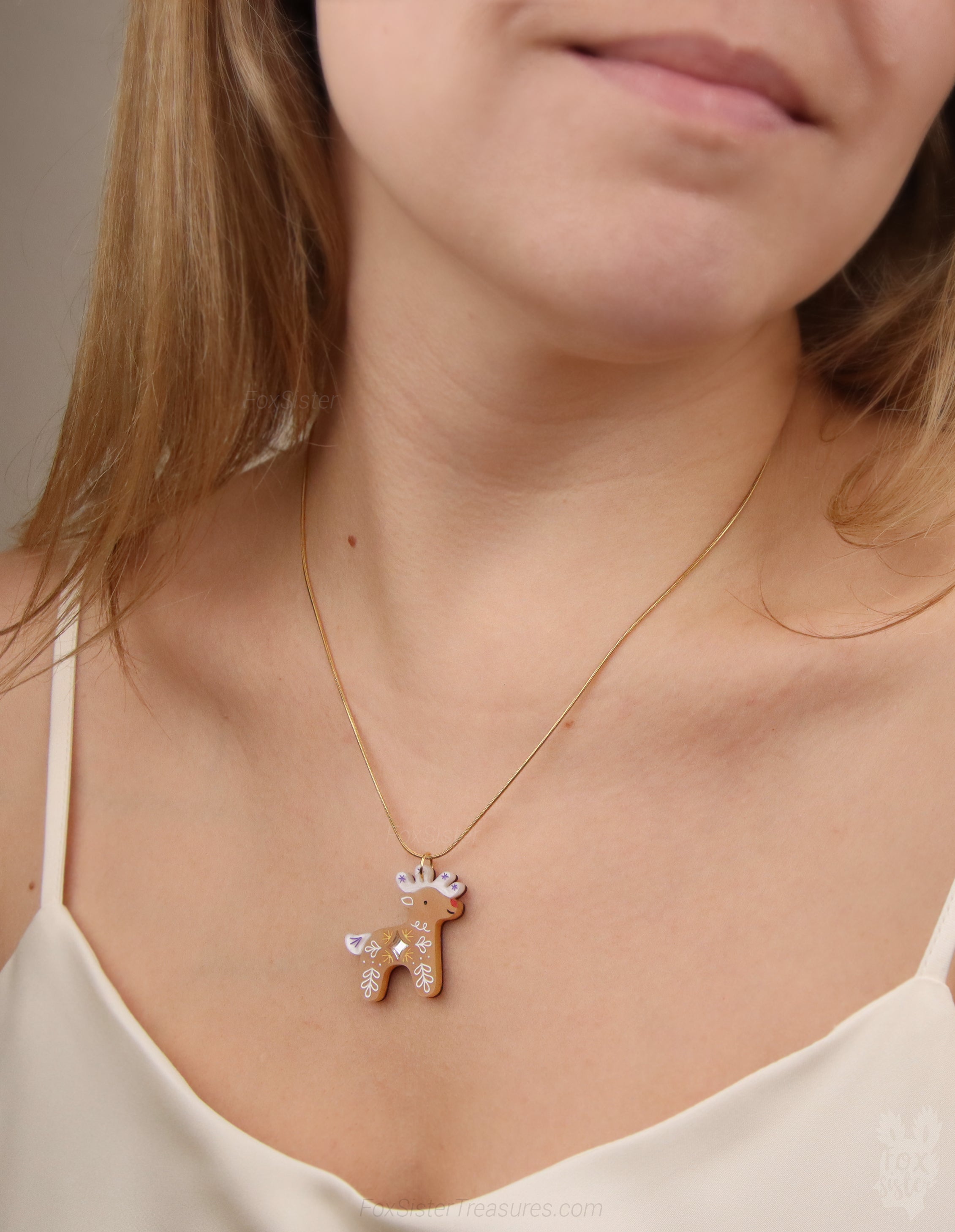 Gingerbread Reindeer - Necklace